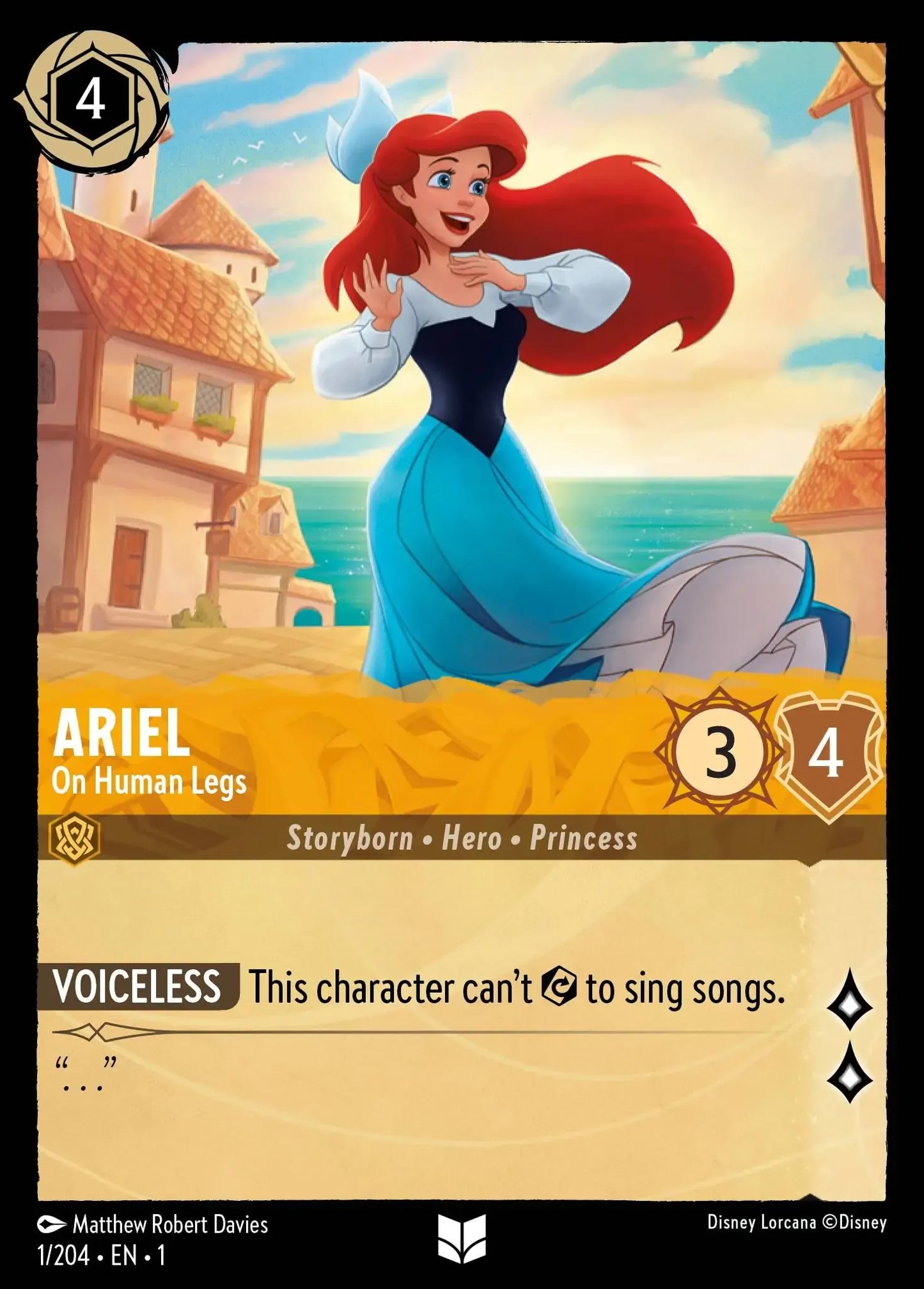 (001) Lorcana The First Chapter Single: Ariel - On Human Legs Holo Uncommon