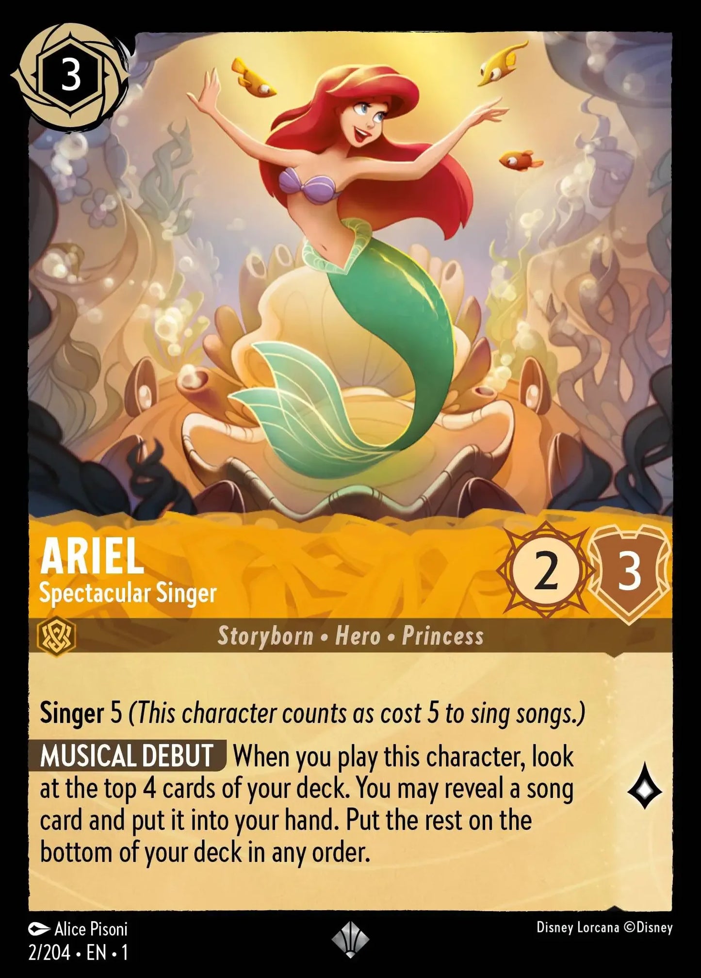 (002) Lorcana The First Chapter Single: Ariel - Spectacular Singer Holo Super Rare