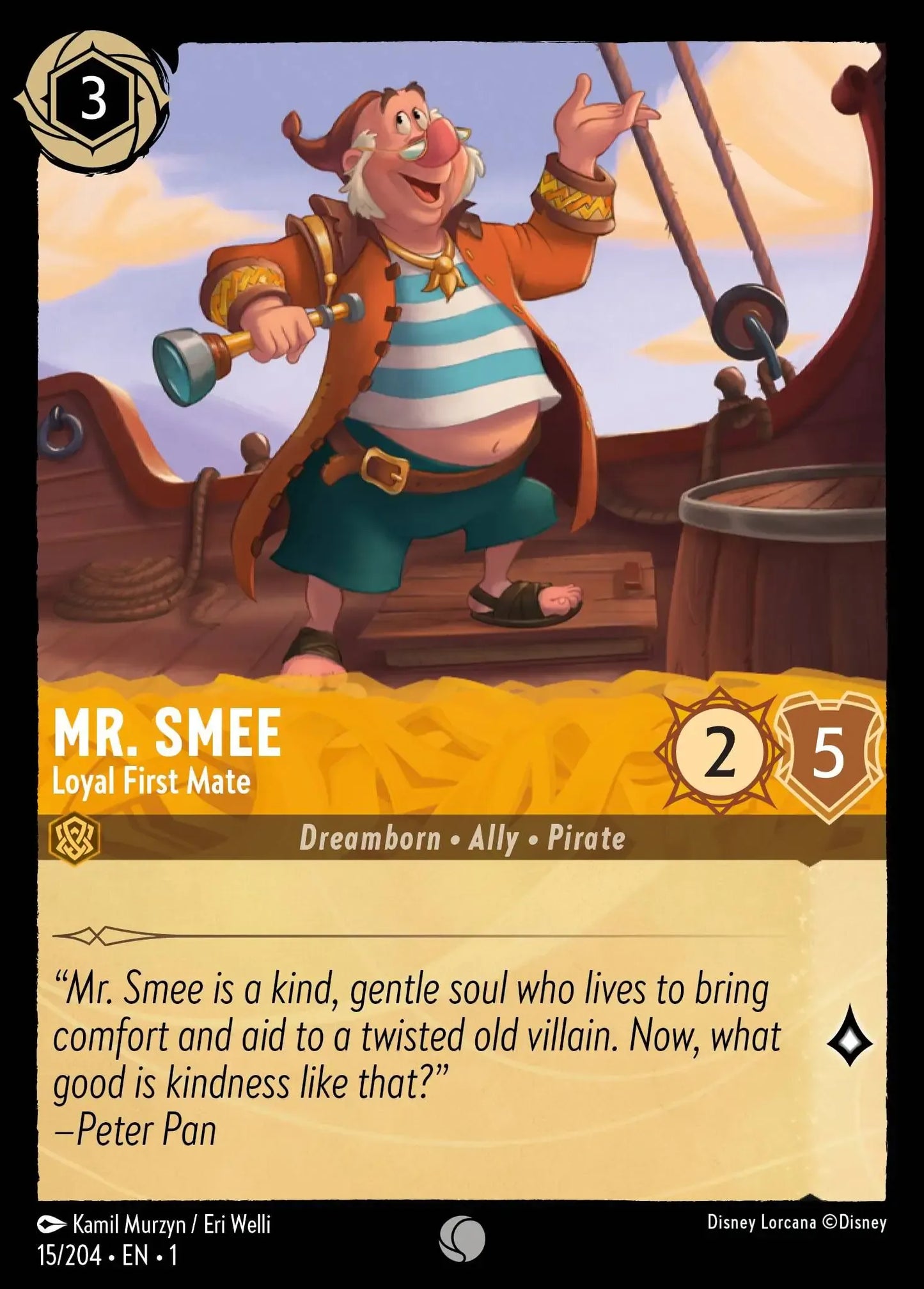 (015) Lorcana The First Chapter Single: Mr. Smee - Loyal First Mate Holo Common