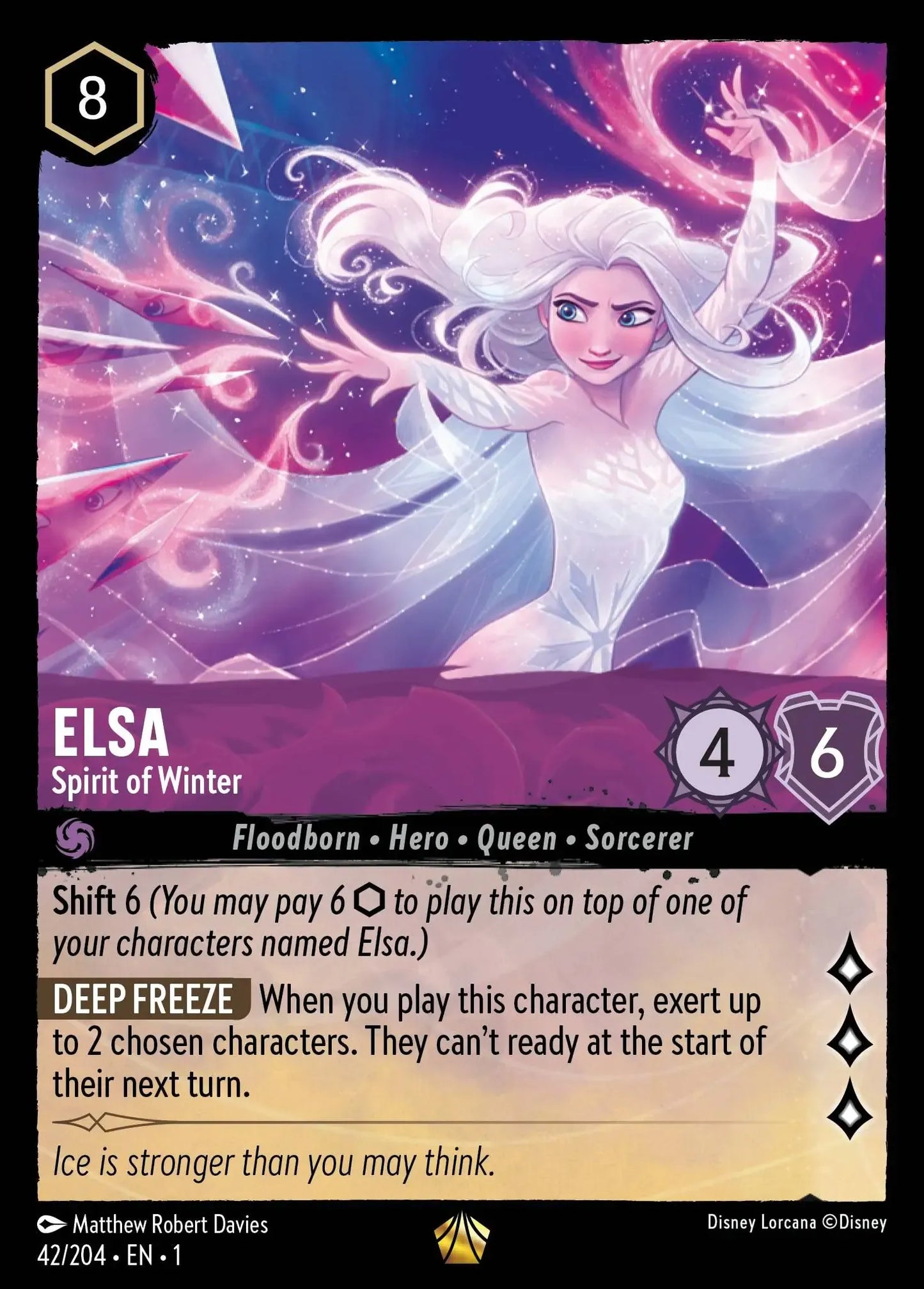(042) Lorcana The First Chapter Single: Elsa - Spirit of Winter (V.1) Holo Legendary