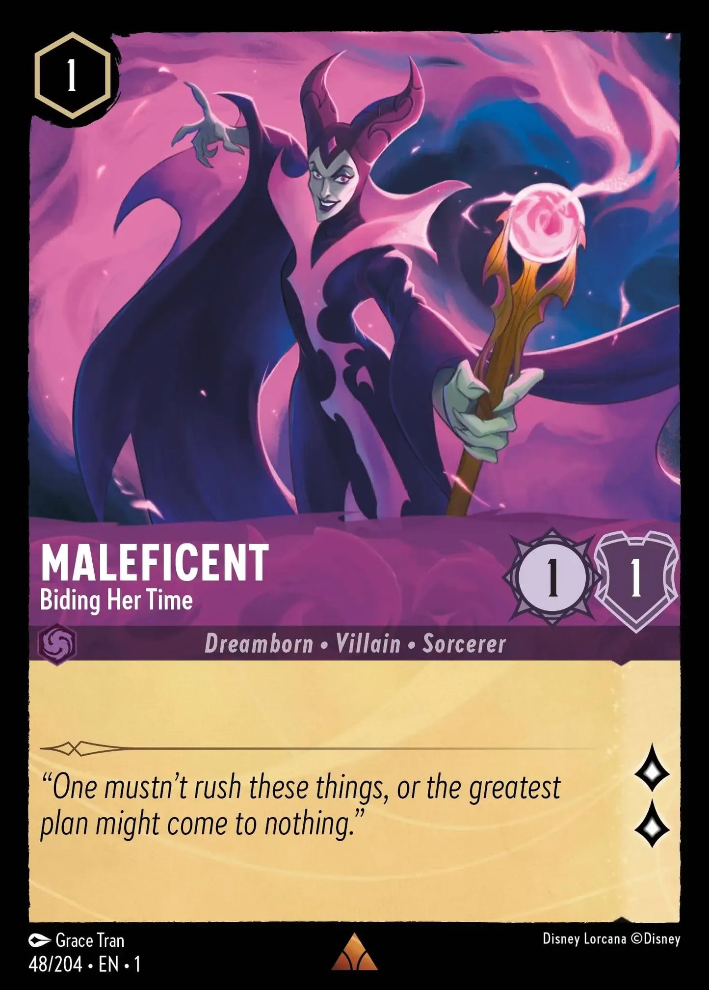 (048) Lorcana The First Chapter Single: Maleficent - Biding Her Time Holo Rare