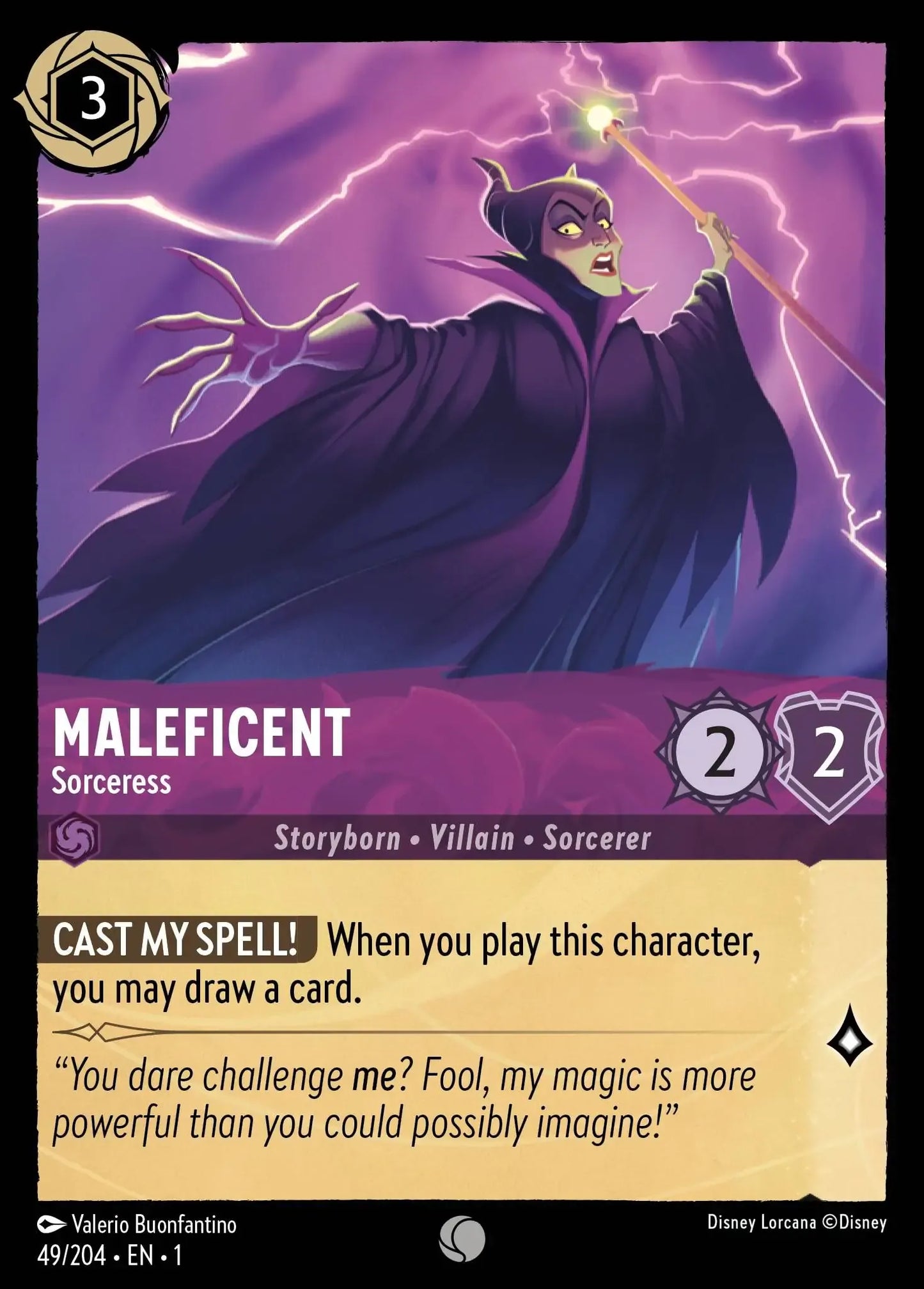 (049) Lorcana The First Chapter Single: Maleficent - Sorceress Holo Common