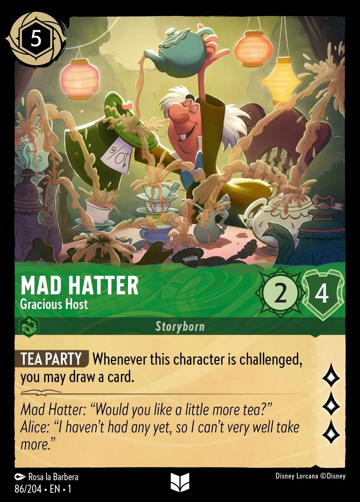(086) Lorcana The First Chapter Single: Mad Hatter - Gracious Host Holo Uncommon