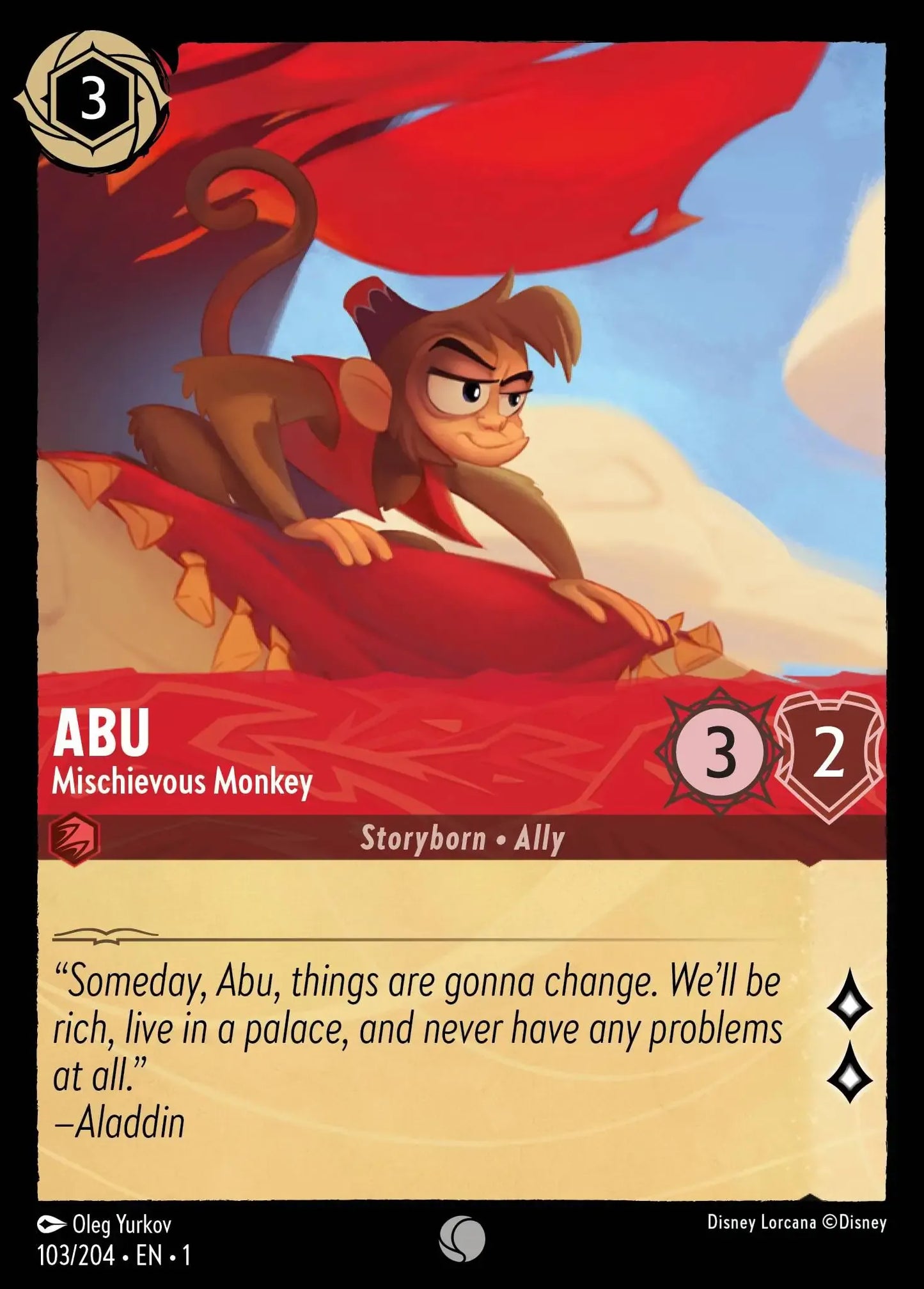 (103) Lorcana The First Chapter Single: Abu - Mischievous Monkey Holo Common