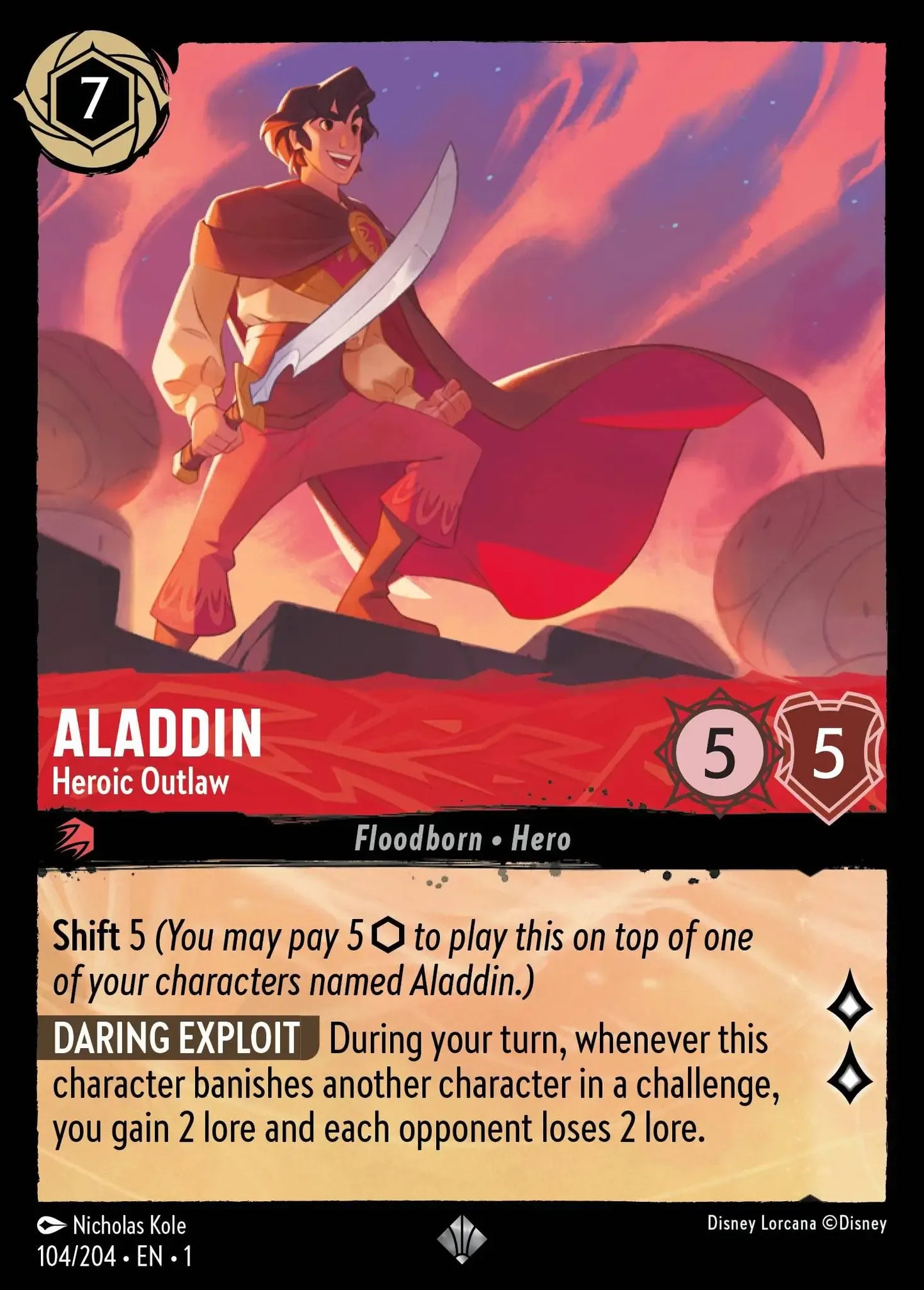 (104) Lorcana The First Chapter Single: Aladdin - Heroic Outlaw (V.1) Super Rare