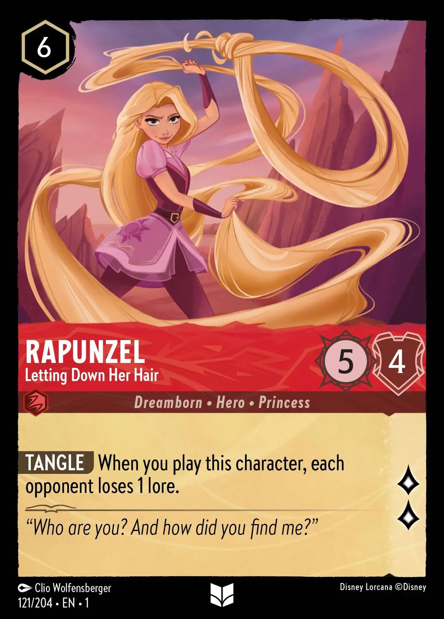 (121) Lorcana The First Chapter Single: Rapunzel - Letting Down Her Hair Holo Uncommon