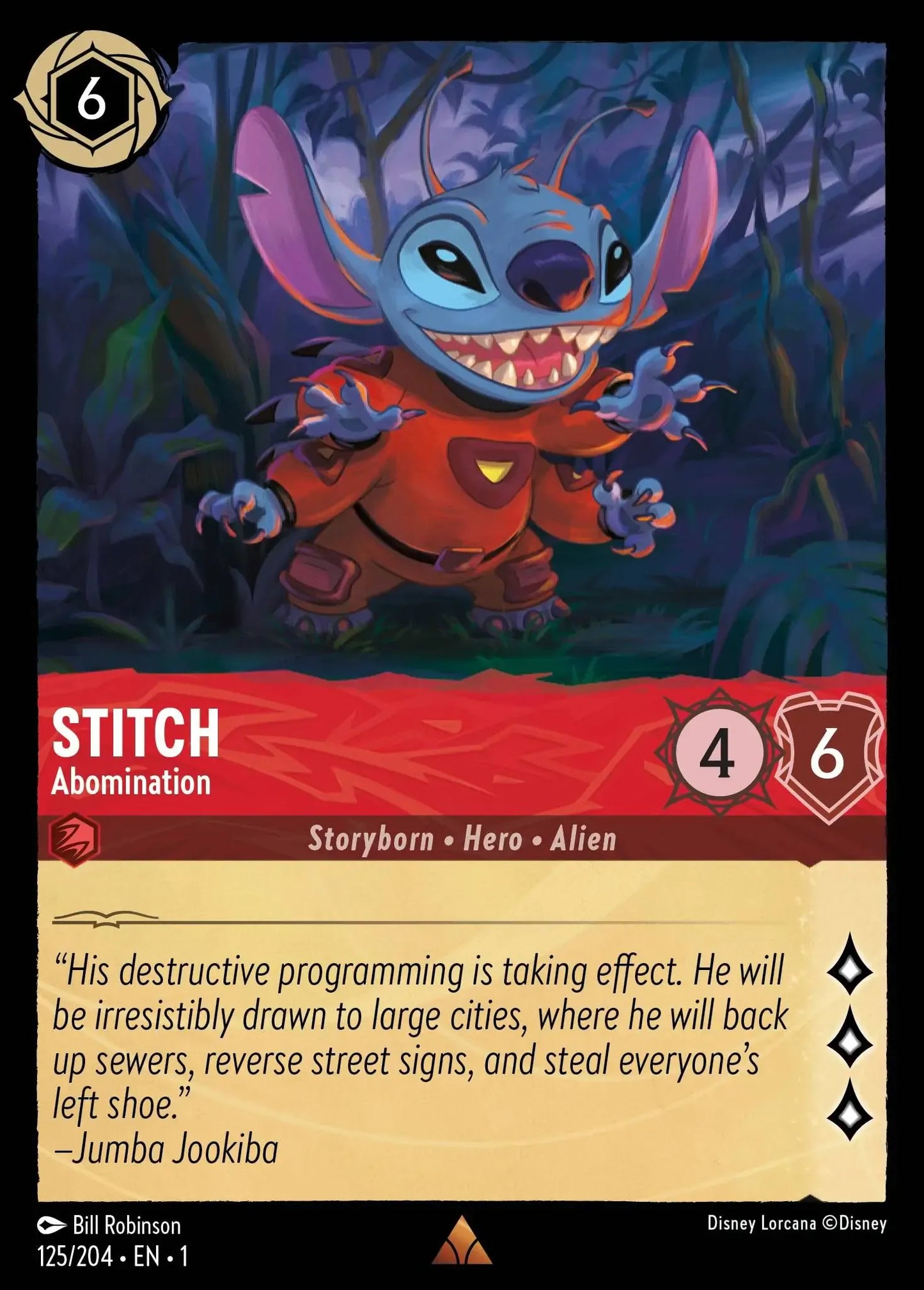 (125) Lorcana The First Chapter Single: Stitch - Abomination Holo Rare