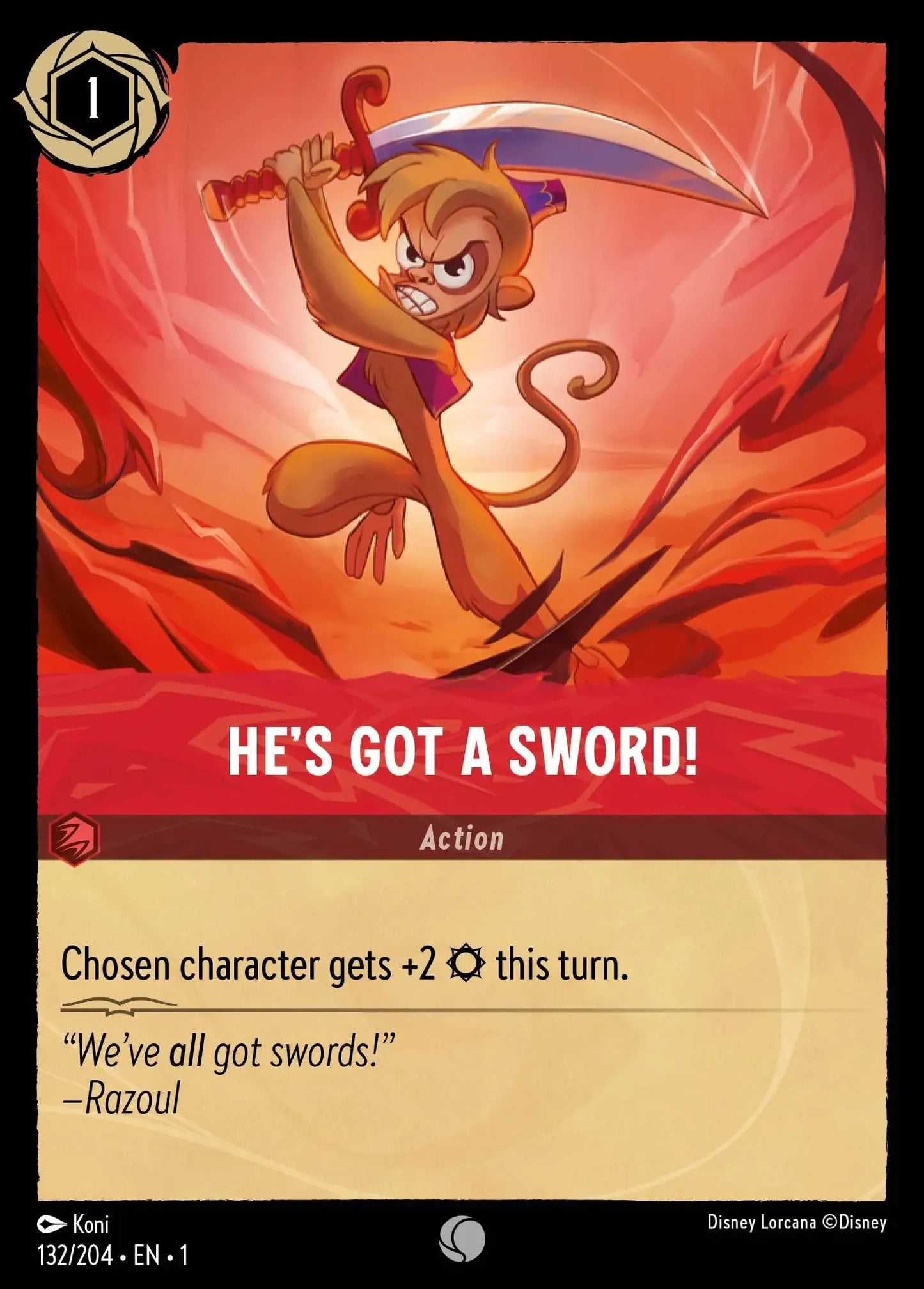 (132) Lorcana The First Chapter Single: He's Got a Sword! Holo Common