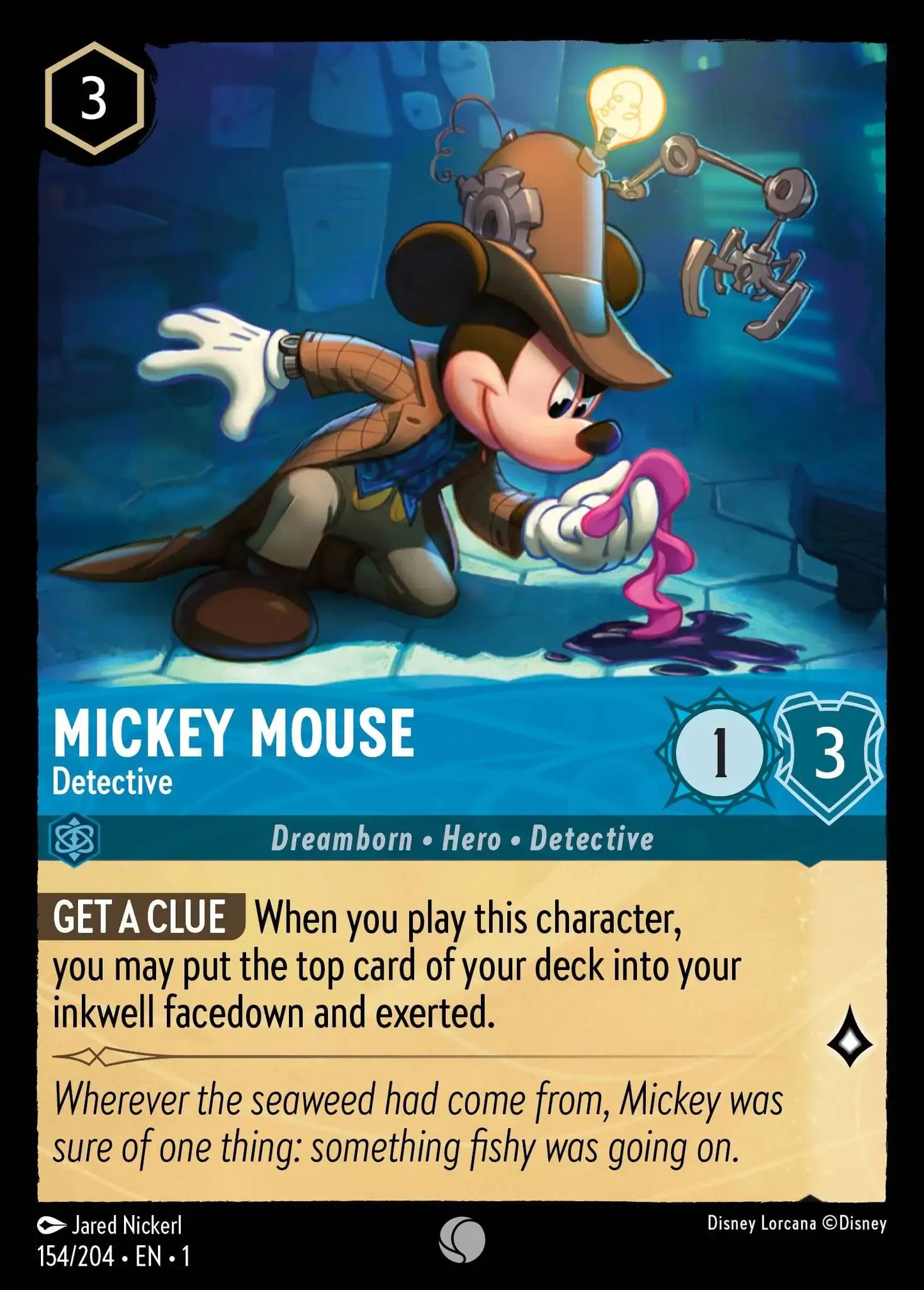 (154) Lorcana The First Chapter Single: Mickey Mouse - Detective Holo Common