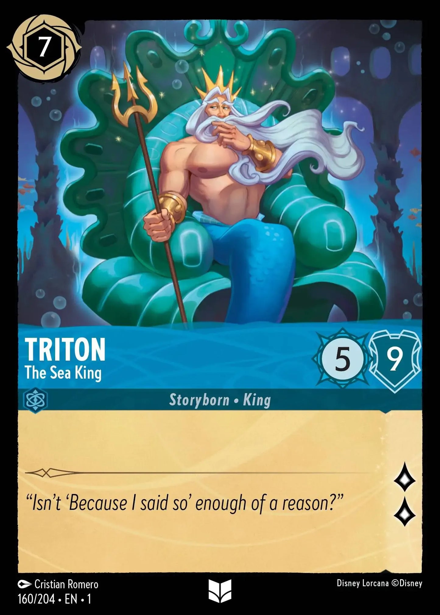 (160) Lorcana The First Chapter Single: Triton - The Sea King Holo Uncommon
