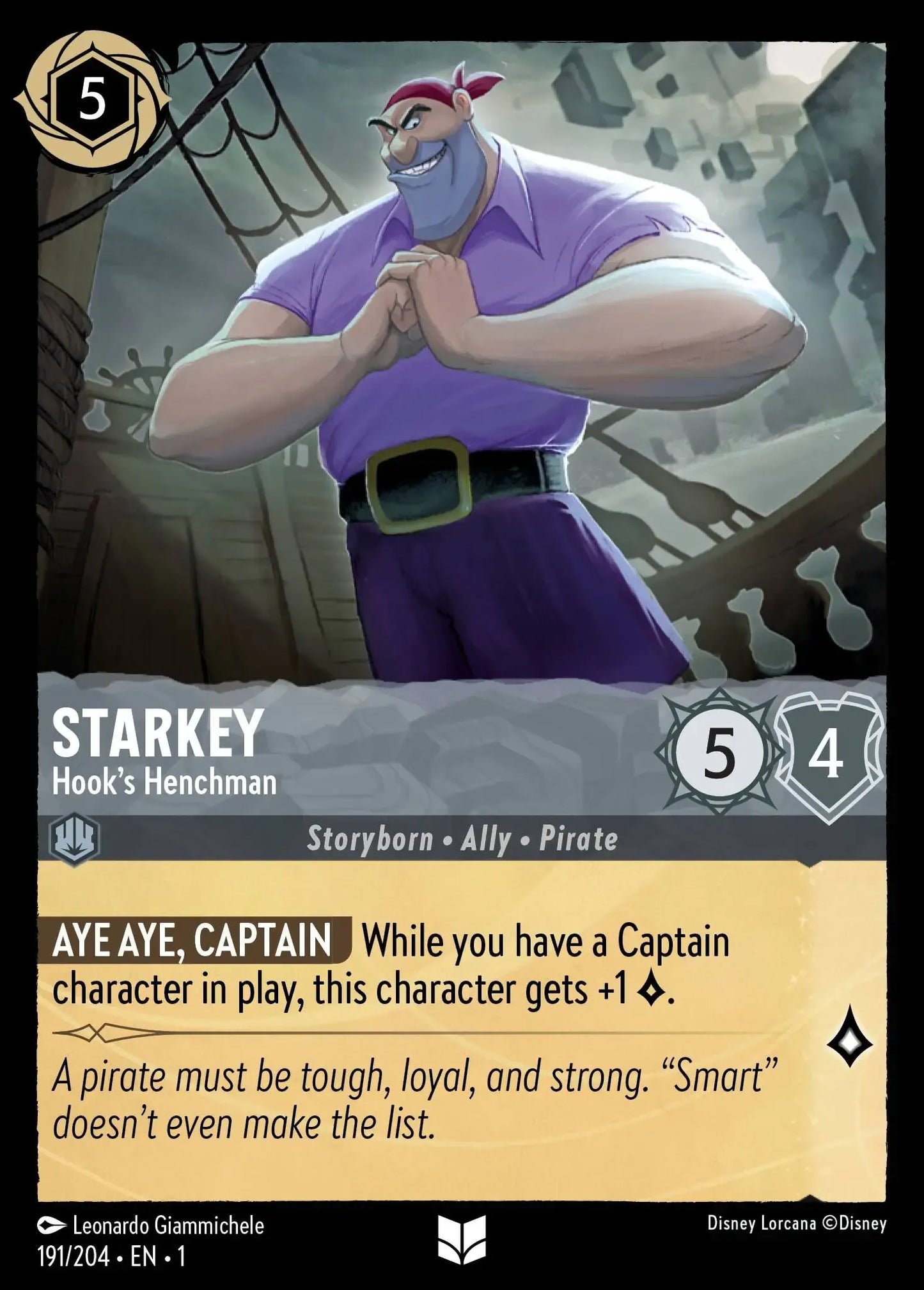 (191) Lorcana The First Chapter Single: Starkey - Hook's Henchman Holo Uncommon