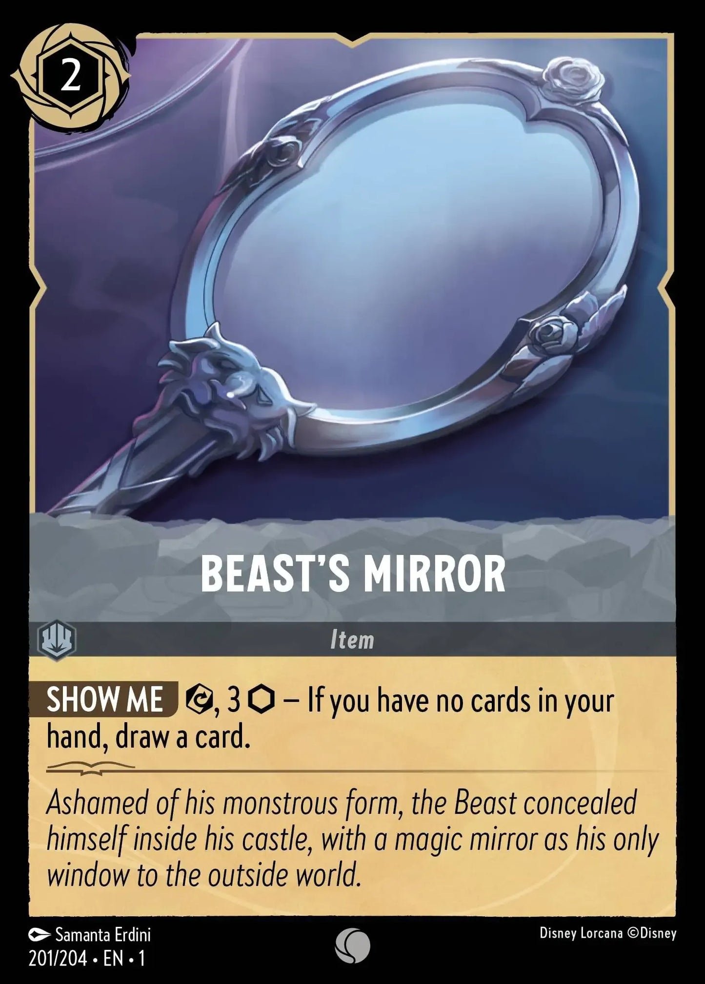 (201) Lorcana The First Chapter Single: Beast's Mirror Holo Common