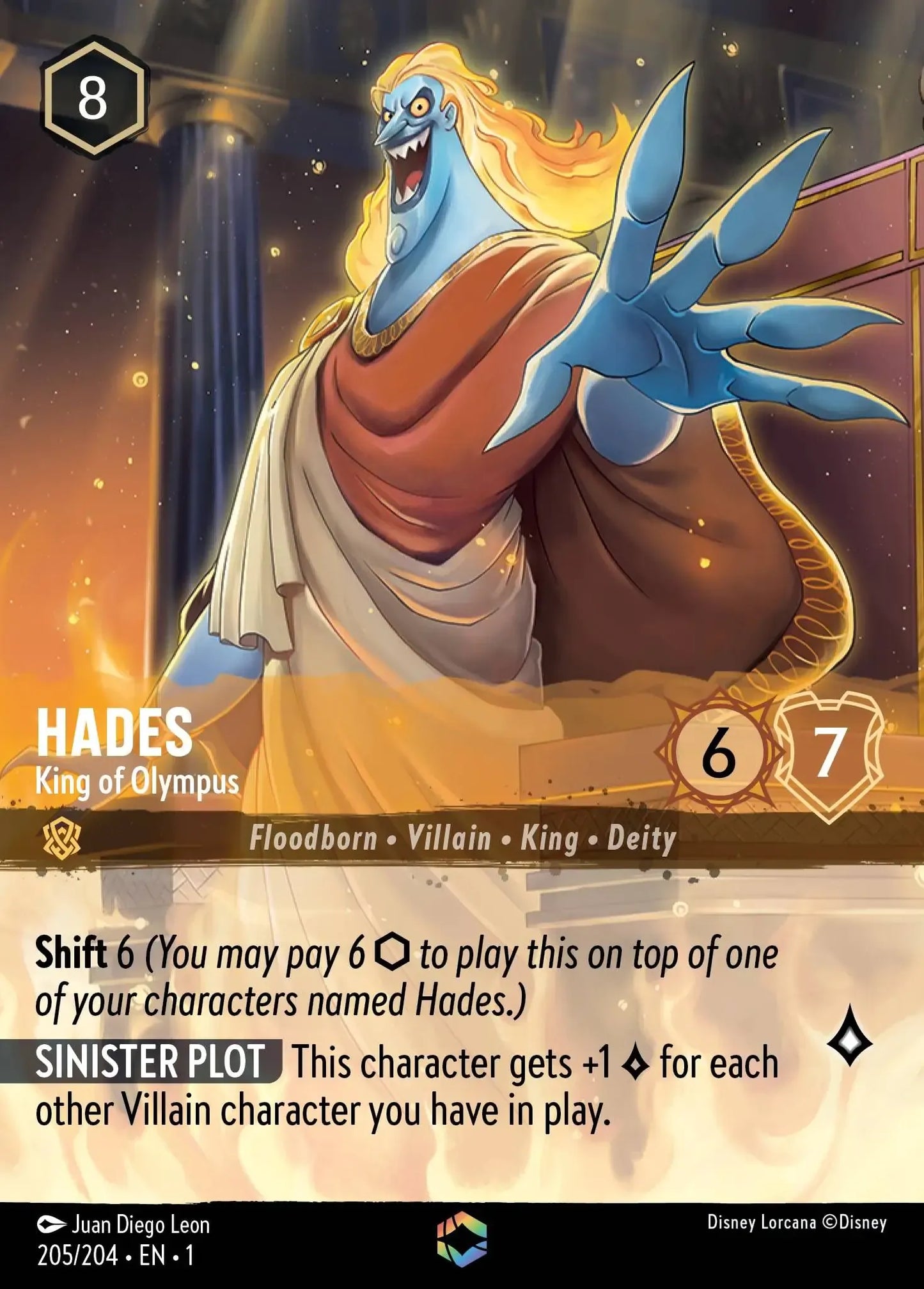 (205) Lorcana The First Chapter Single: Hades - King of Olympus (V.2) Enchanted