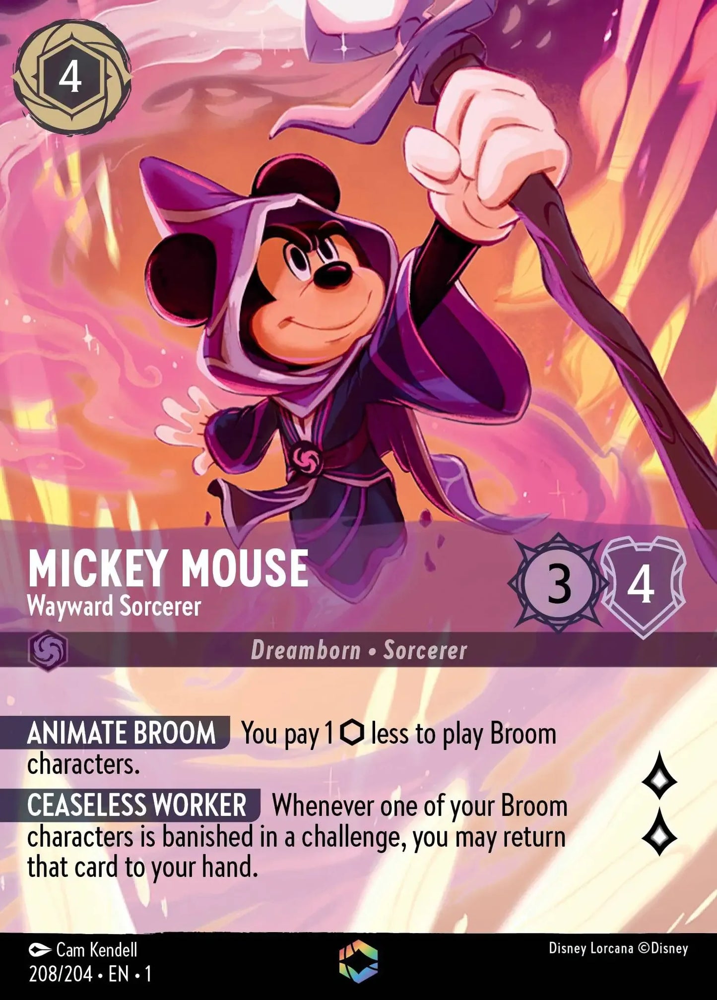 (208) Lorcana The First Chapter Single: Mickey Mouse - Wayward Sorcerer (V.2) Enchanted