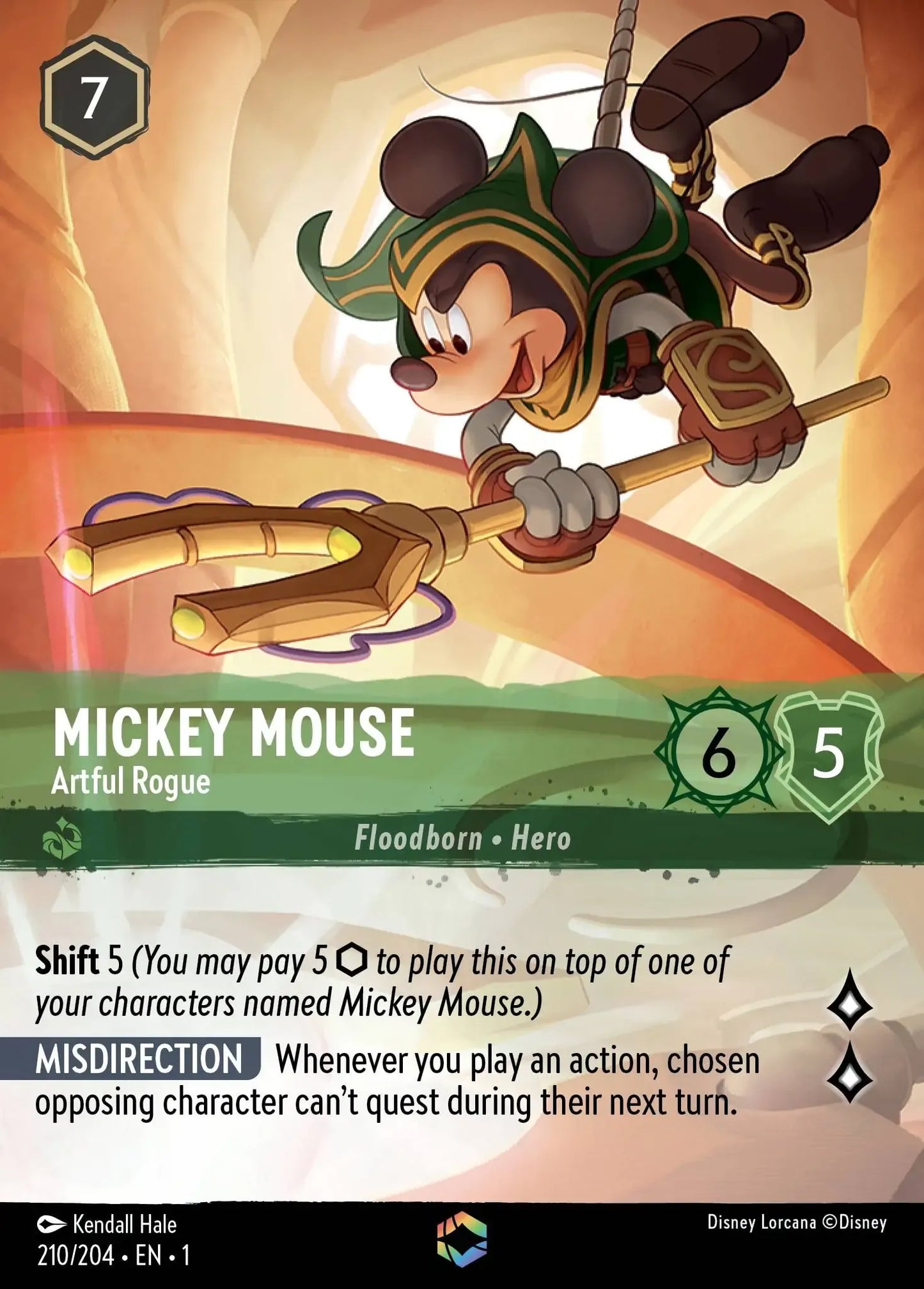 (210) Lorcana The First Chapter Single: Mickey Mouse - Artful Rogue (V.2) Enchanted