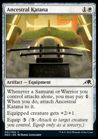 (001) Magic The Gathering Kamigawa: Neon Dynasty Single: Ancestral Katana Holo Common