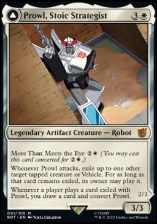 (001) Magic The Gathering Universes Beyond: Transformers Single: Prowl, Stoic Strategist // Prowl, Pursuit Vehicle (V.1) Mythic