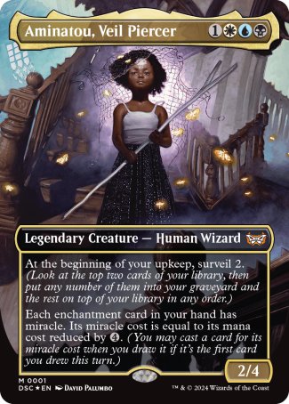 (001) Magic The Gathering Commander: Duskmourn: House of Horror Single: Aminatou, Veil Piercer Holo Mythic