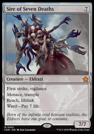 (001) Magic The Gathering Magic: The Gathering Foundations Single: Sire of Seven Deaths Holo Mythic