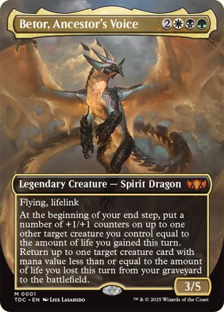 (001) Magic The Gathering Commander: Tarkir: Dragonstorm Single: Betor, Ancestor's Voice Holo Mythic