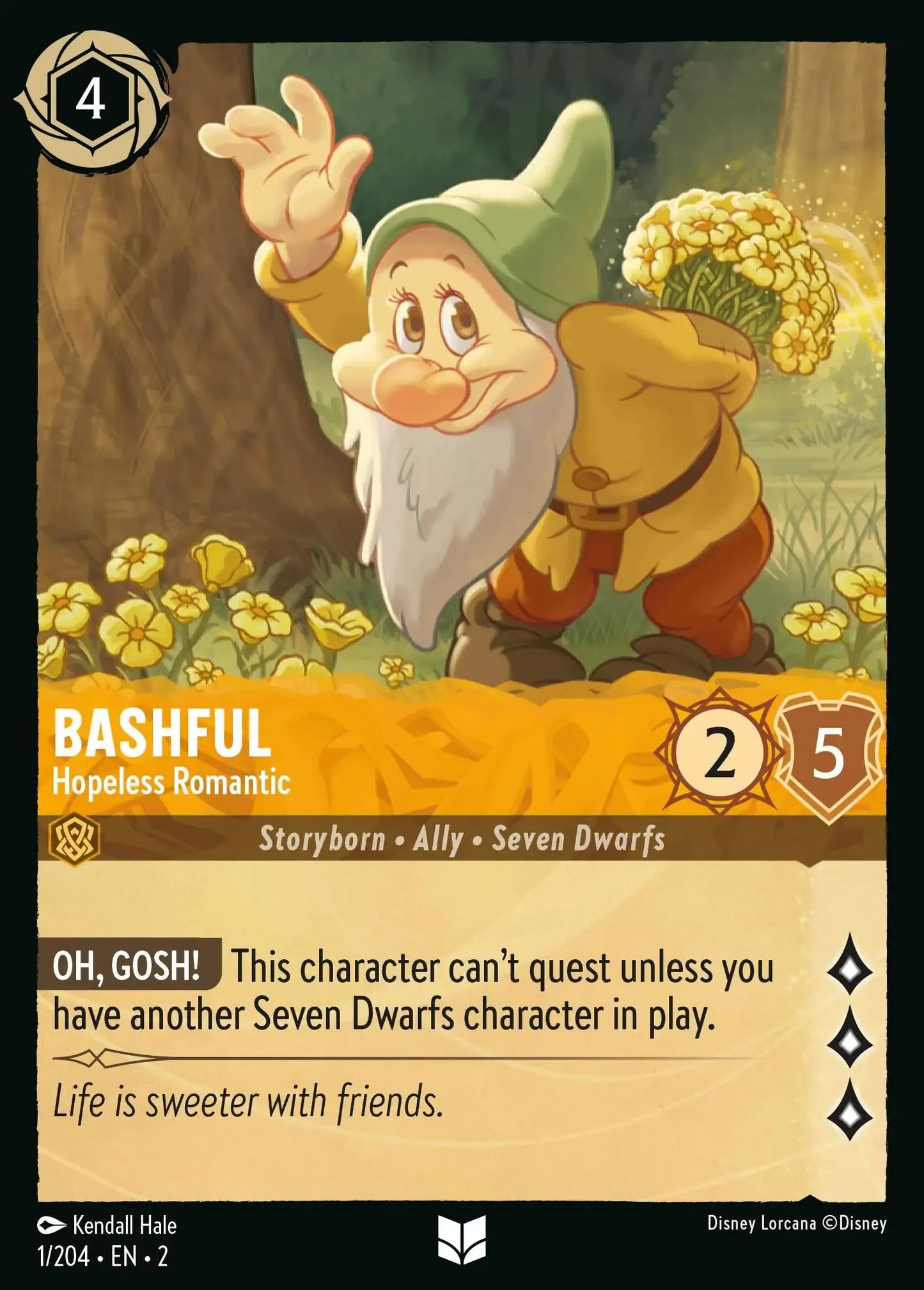 (001) Lorcana Rise of the Floodborn Single: Bashful - Hopeless Romantic Holo Uncommon