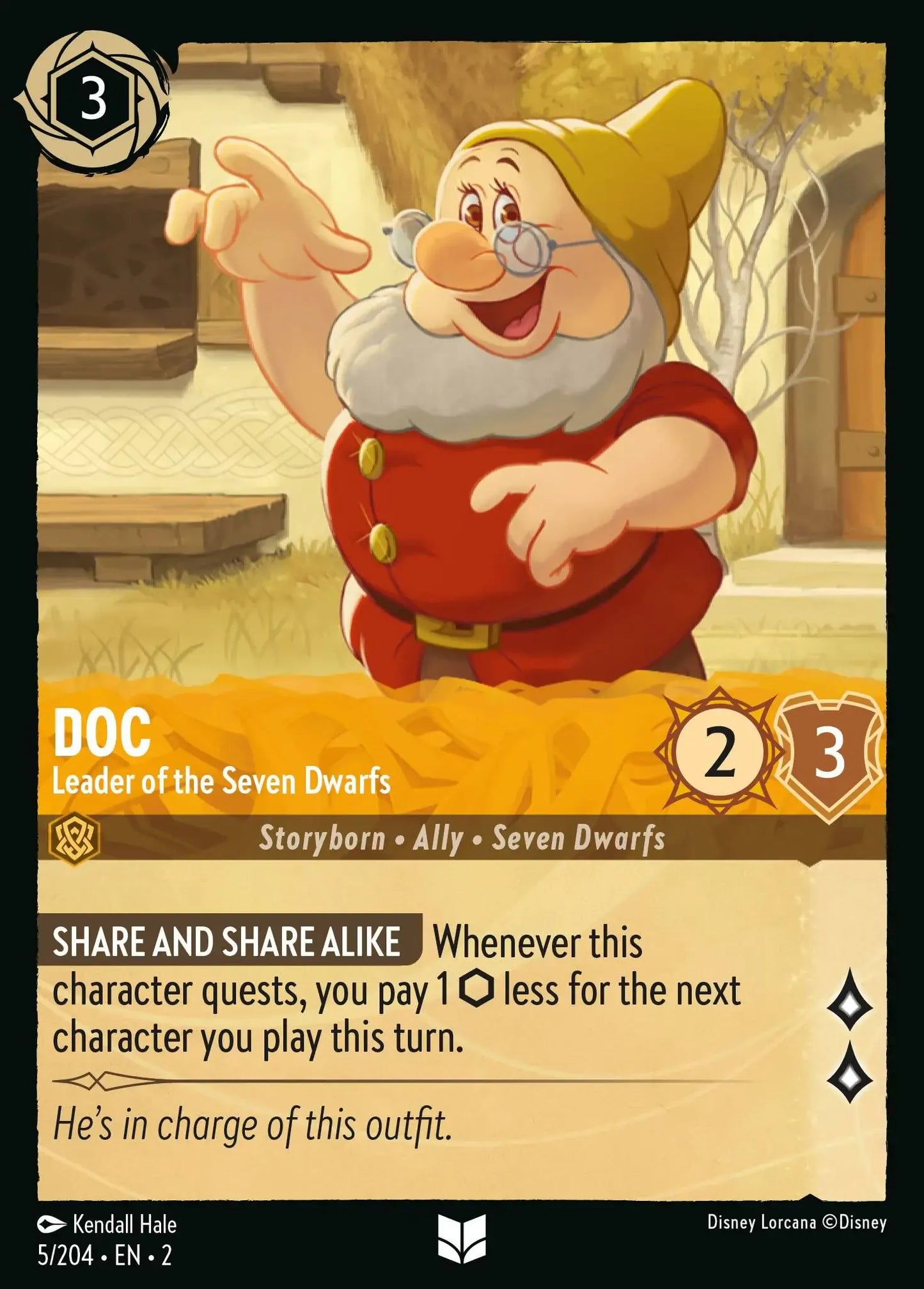 (005) Lorcana Rise of the Floodborn Single: Doc - Leader of the Seven Dwarfs Holo Uncommon