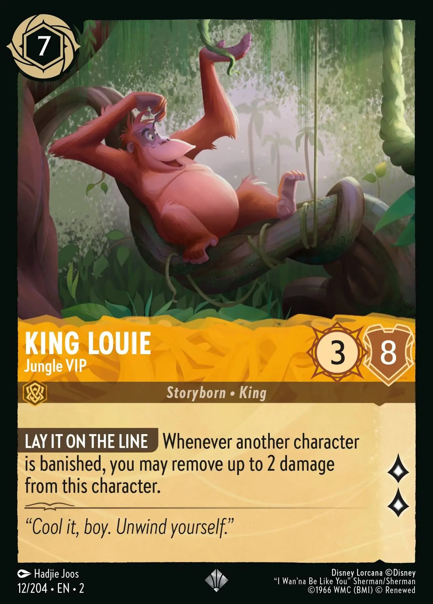 (012) Lorcana Rise of the Floodborn Single: King Louie - Jungle VIP Super Rare