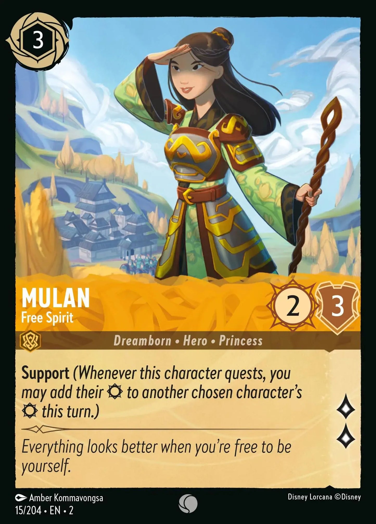 (015) Lorcana Rise of the Floodborn Single: Mulan - Free Spirit Common