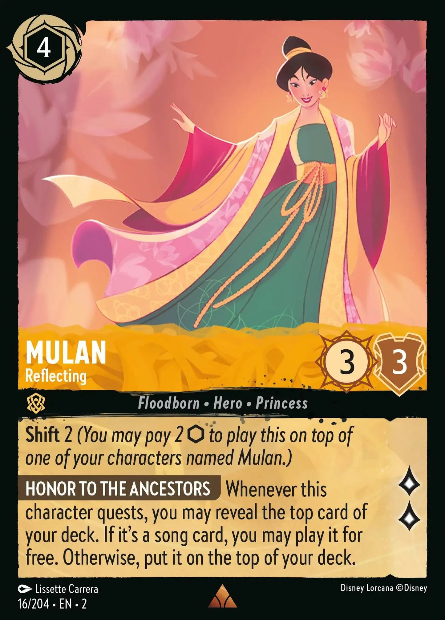 (016) Lorcana Rise of the Floodborn Single: Mulan - Reflecting Rare