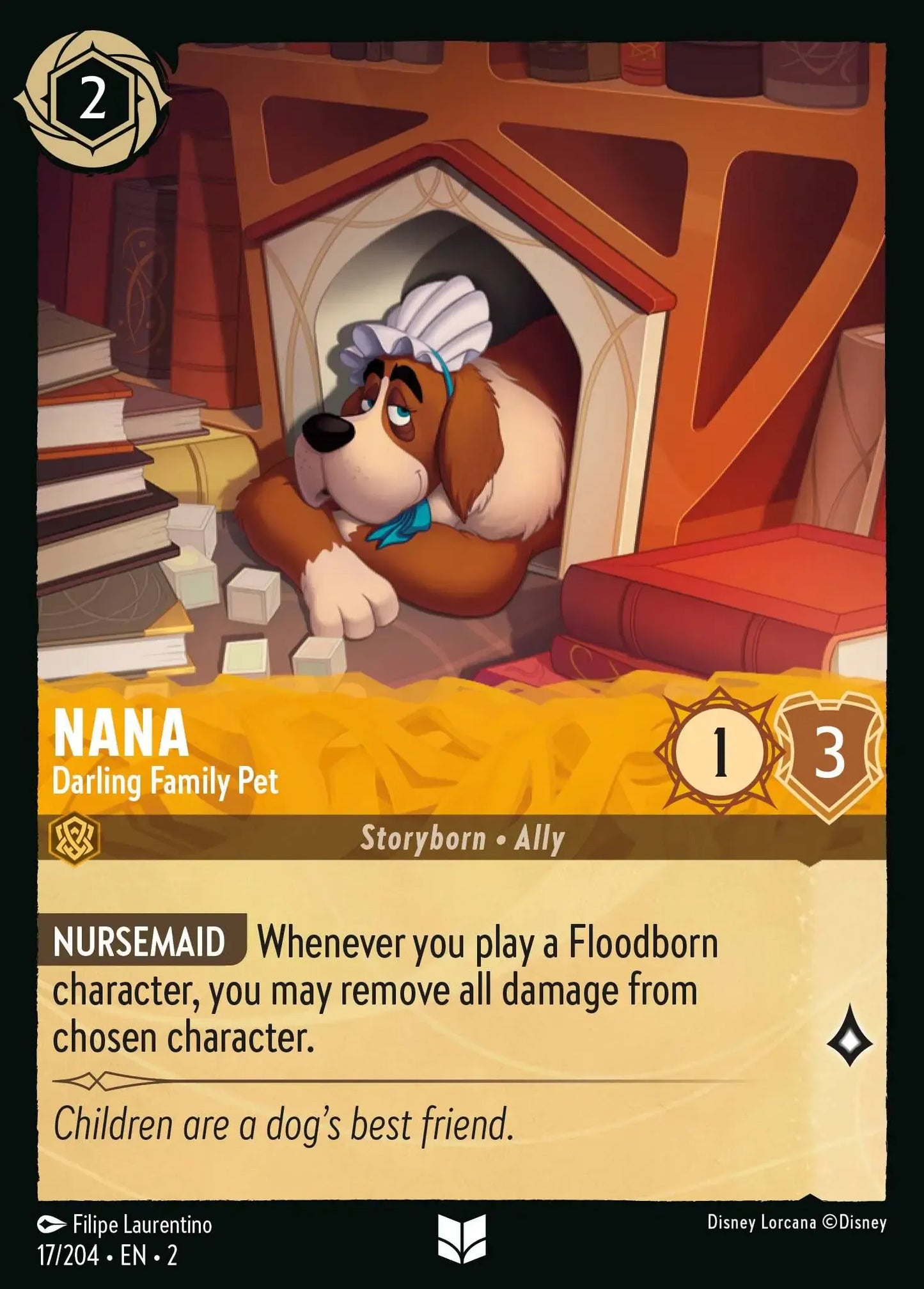 (017) Lorcana Rise of the Floodborn Single: Nana - Darling Family Pet Holo Uncommon