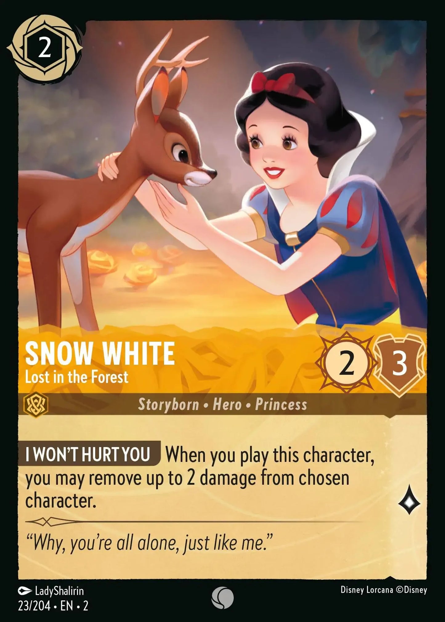 (023) Lorcana Rise of the Floodborn Single: Snow White - Lost in the Forest Holo Common