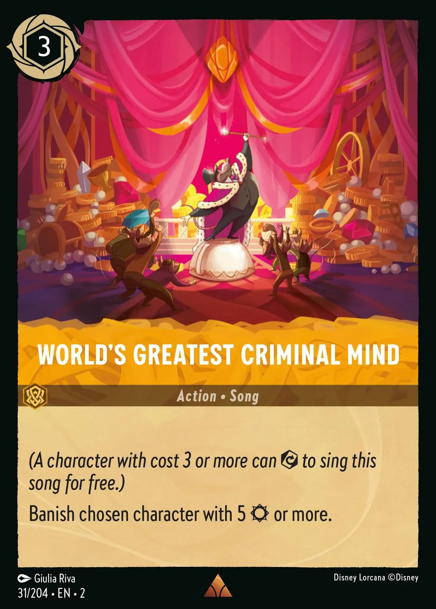 (031) Lorcana Rise of the Floodborn Single: World's Greatest Criminal Mind Holo Rare