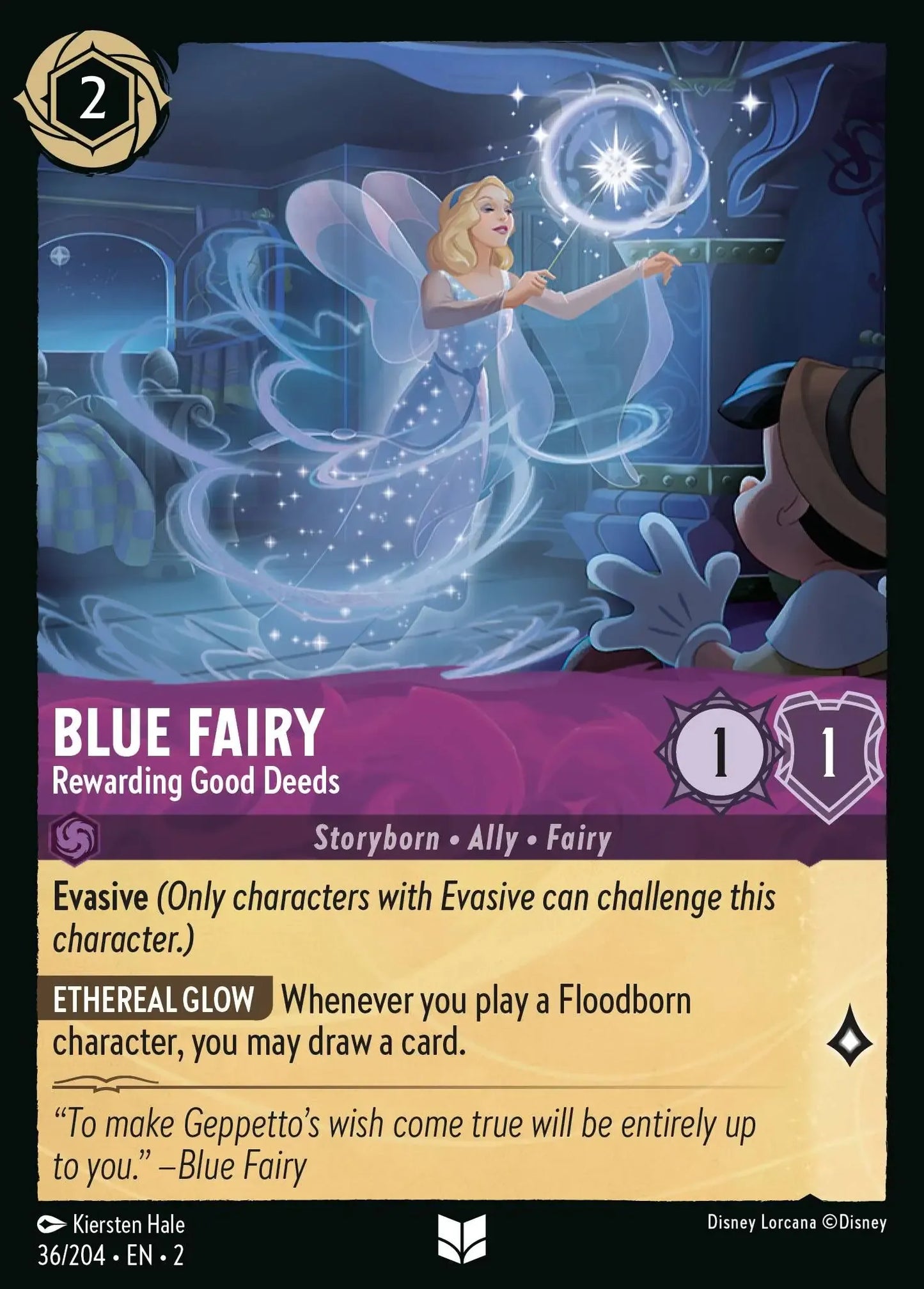 (036) Lorcana Rise of the Floodborn Single: Blue Fairy - Rewarding Good Deeds Uncommon