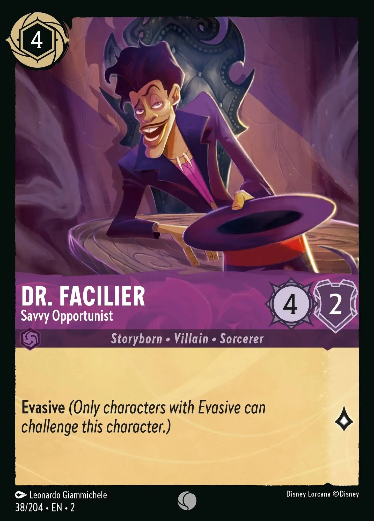 (038) Lorcana Rise of the Floodborn Single: Dr. Facilier - Savvy Opportunist Common