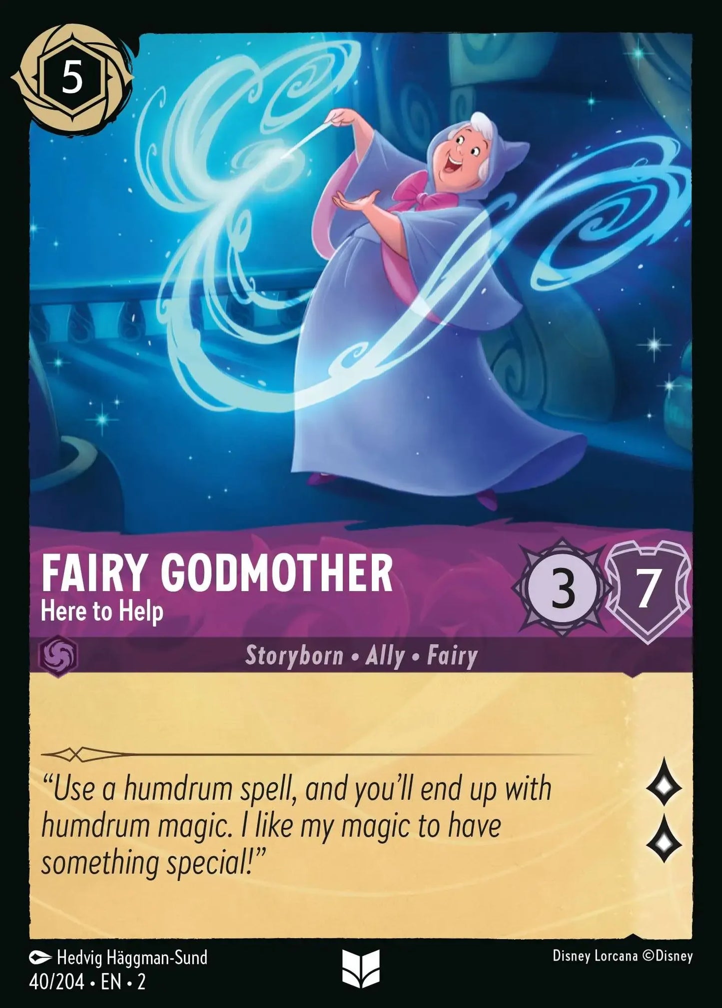 (040) Lorcana Rise of the Floodborn Single: Fairy Godmother - Here to Help Holo Uncommon