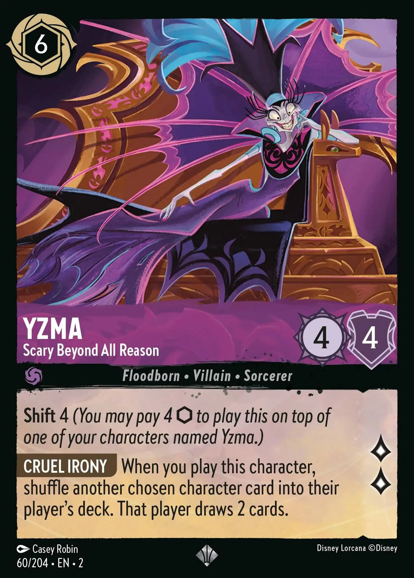 (060) Lorcana Rise of the Floodborn Single: Yzma - Scary Beyond All Reason Holo Super Rare