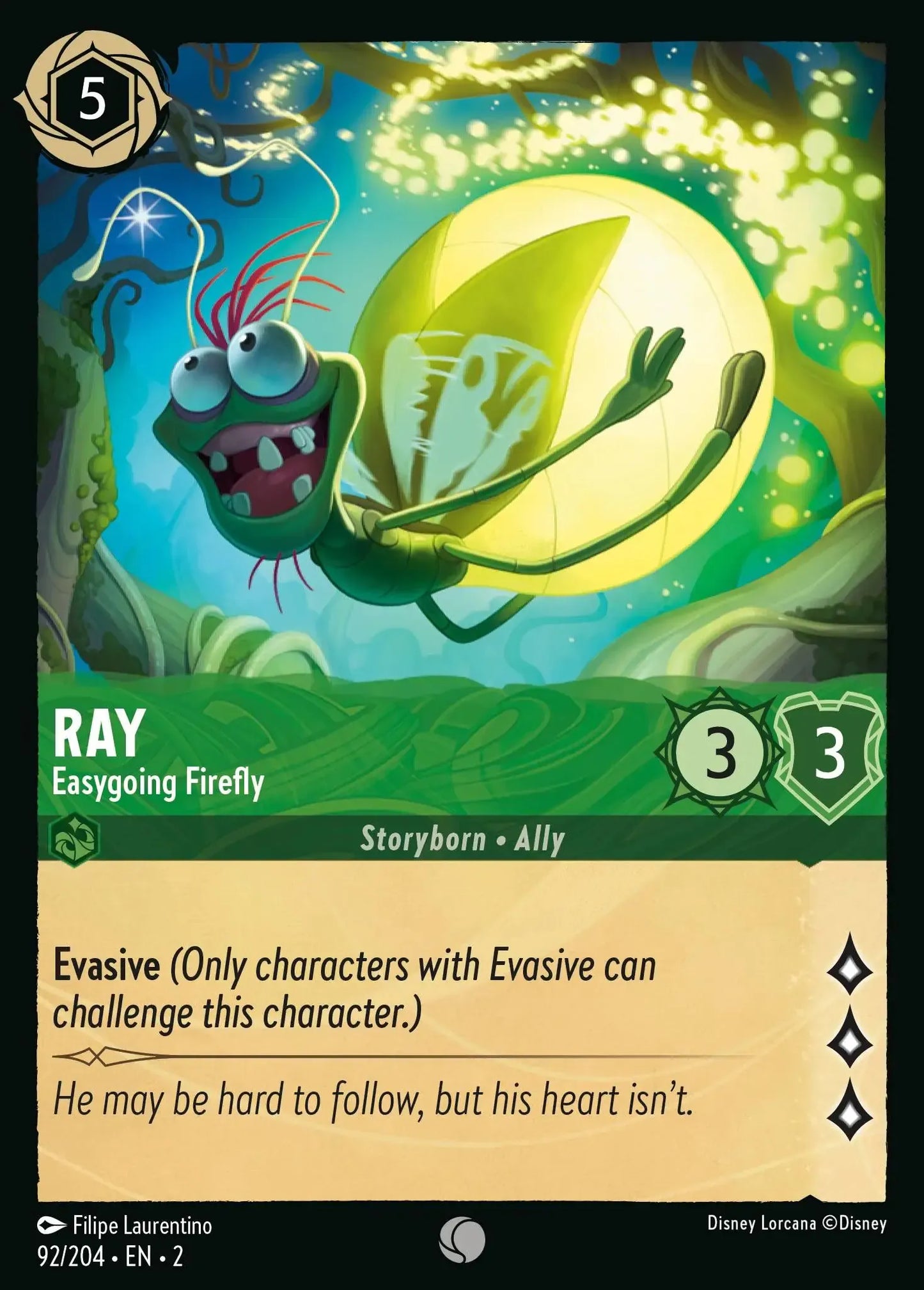 (092) Lorcana Rise of the Floodborn Single: Ray - Easygoing Firefly Holo Common