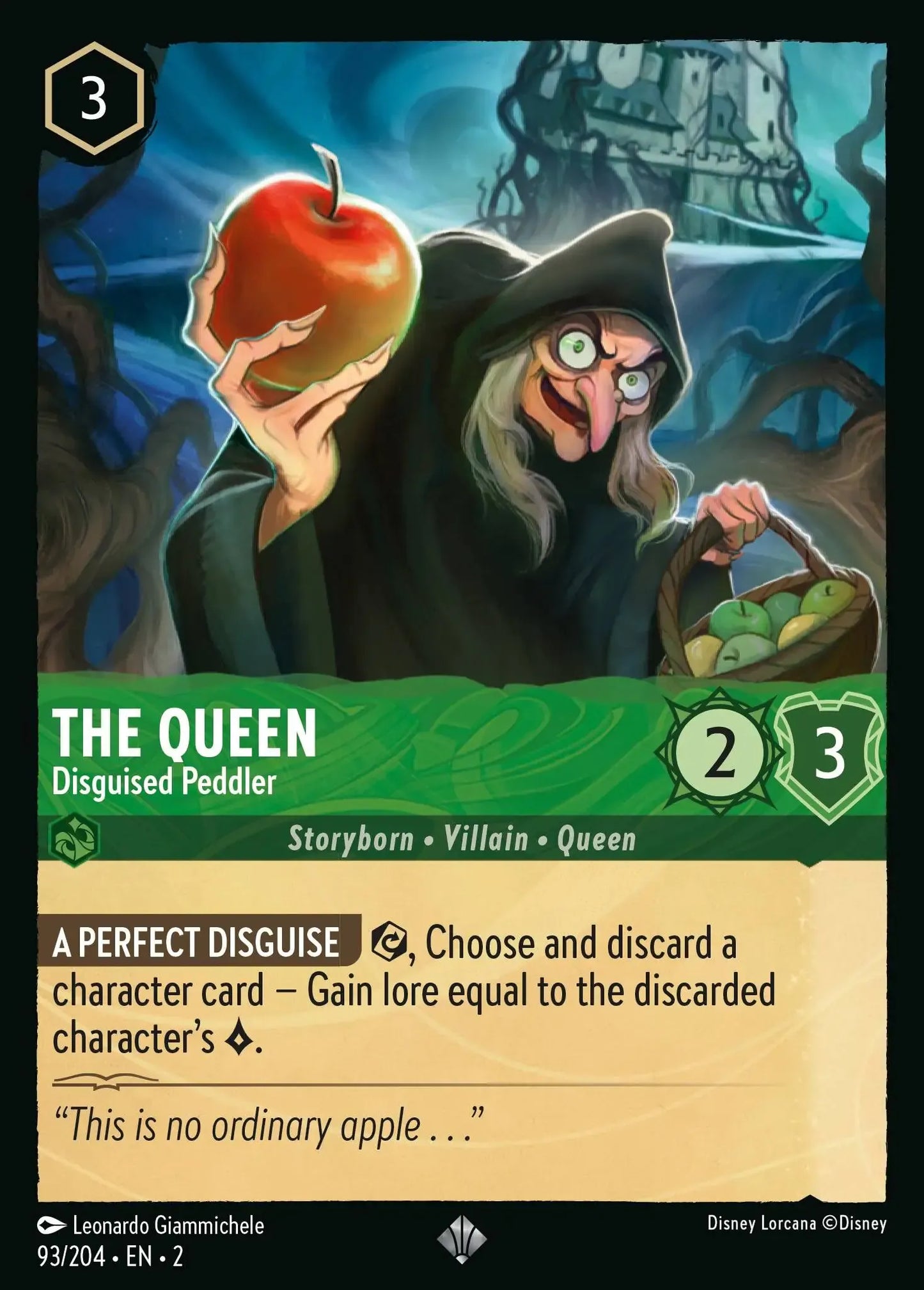 (093) Lorcana Rise of the Floodborn Single: The Queen - Disguised Peddler Holo Super Rare