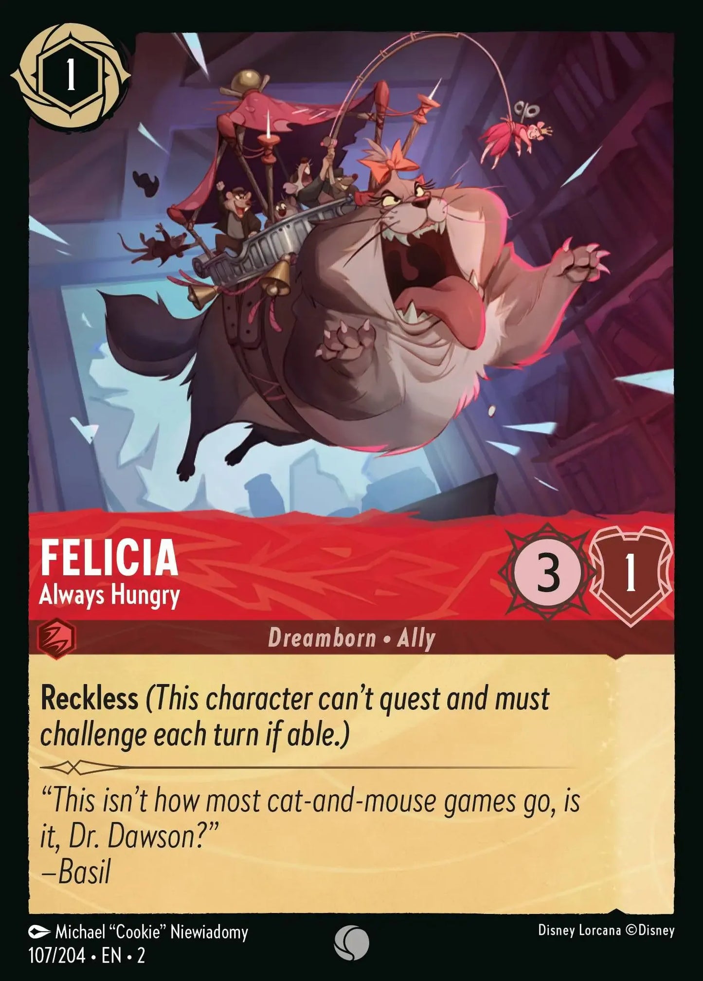 (107) Lorcana Rise of the Floodborn Single: Felicia - Always Hungry Common
