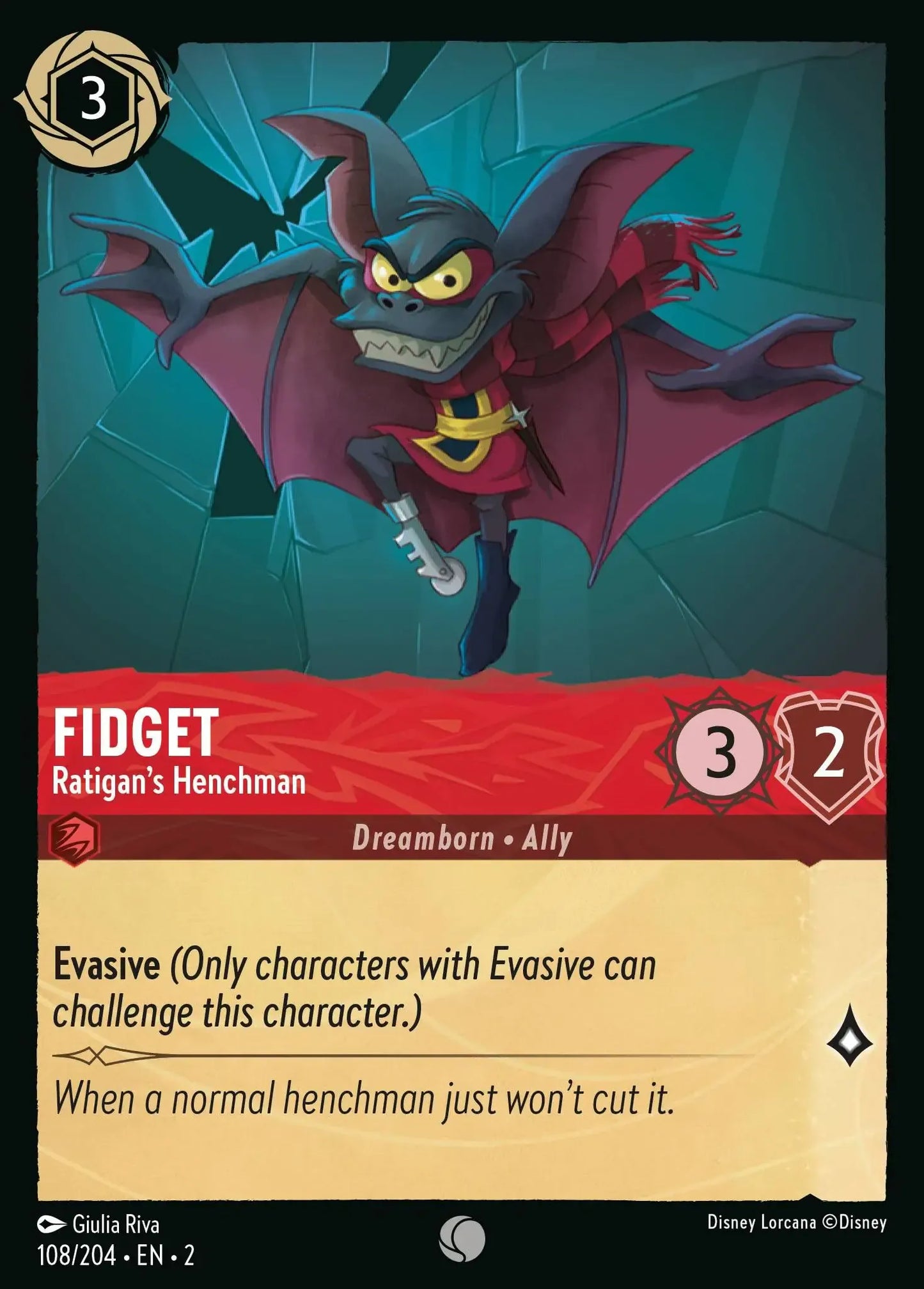 (108) Lorcana Rise of the Floodborn Single: Fidget - Ratigan's Henchman Common