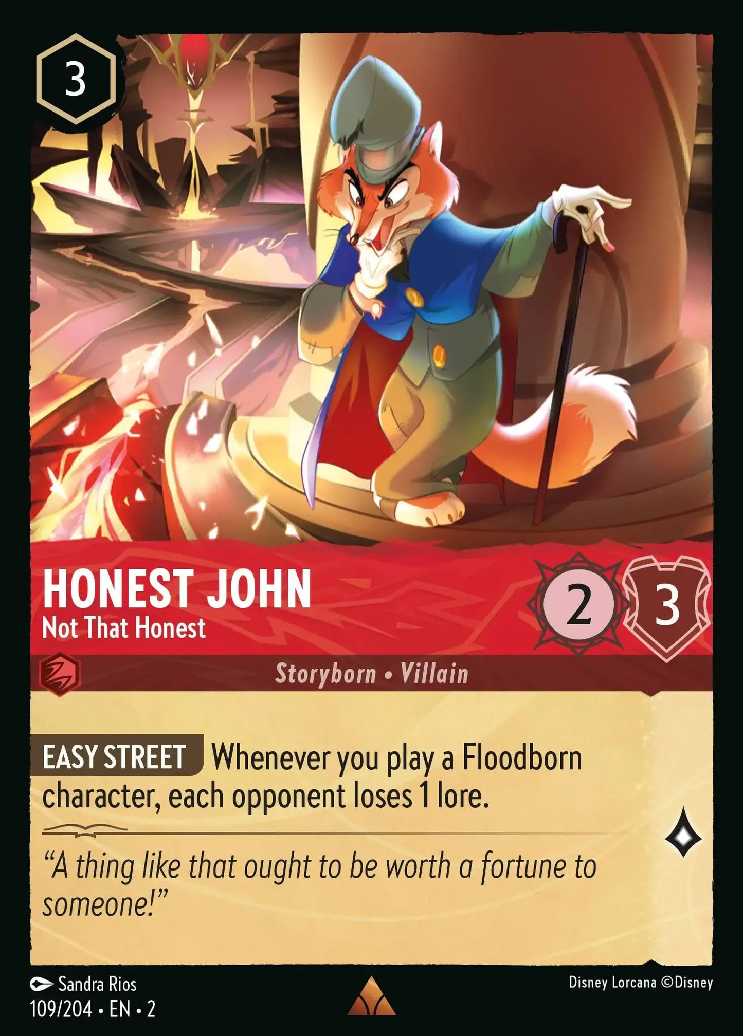(109) Lorcana Rise of the Floodborn Single: Honest John - Not That Honest Holo Rare