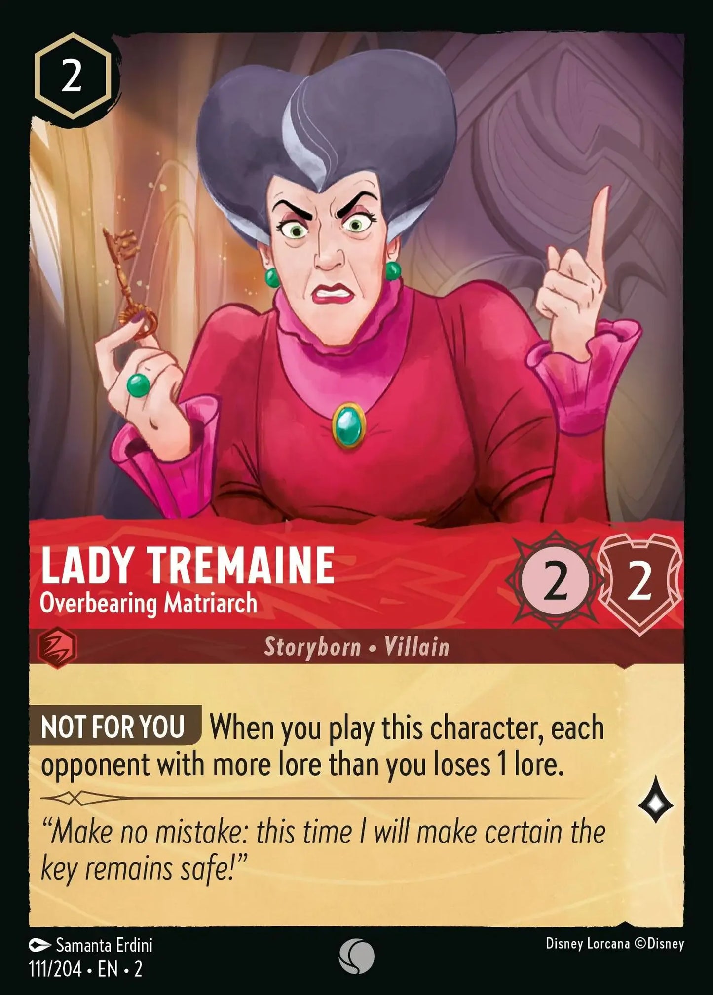 (111) Lorcana Rise of the Floodborn Single: Lady Tremaine - Overbearing Matriarch Holo Common
