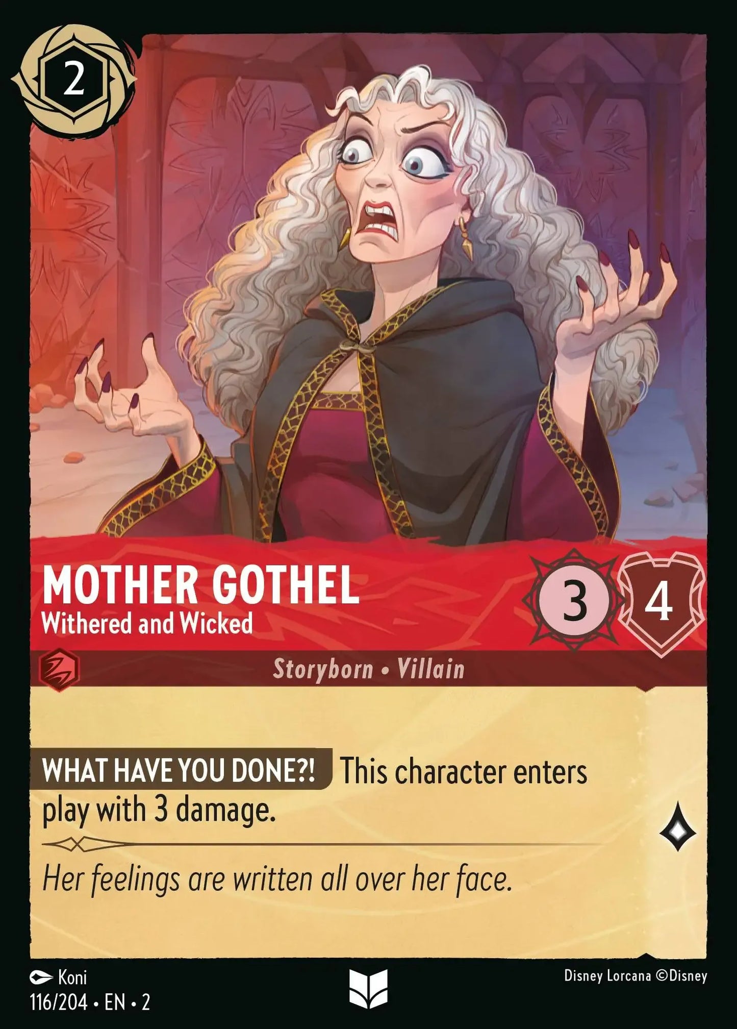 (116) Lorcana Rise of the Floodborn Single: Mother Gothel - Withered and Wicked Holo Uncommon