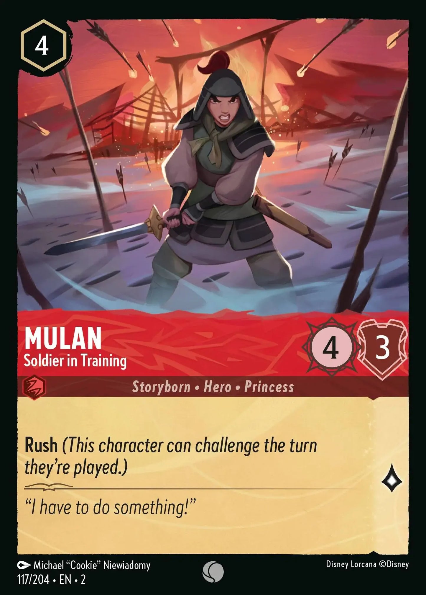 (117) Lorcana Rise of the Floodborn Single: Mulan - Soldier in Training Common