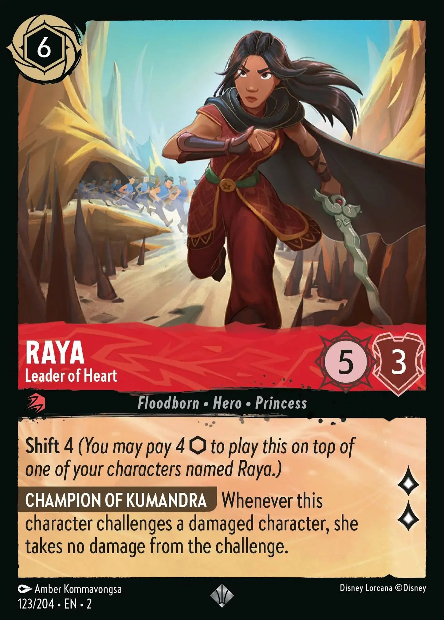 (123) Lorcana Rise of the Floodborn Single: Raya - Leader of Heart Super Rare