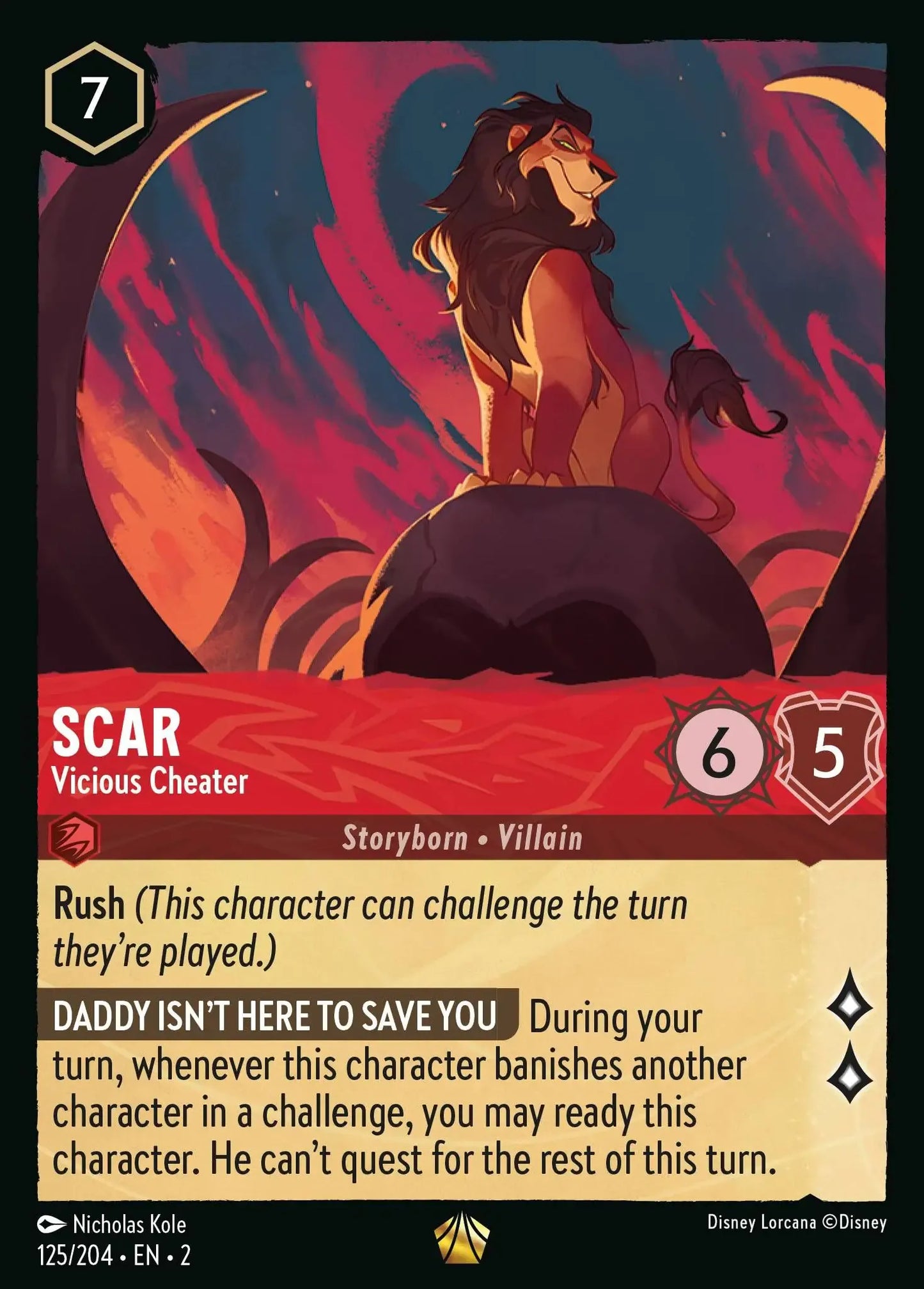 (125) Lorcana Rise of the Floodborn Single: Scar - Vicious Cheater Legendary