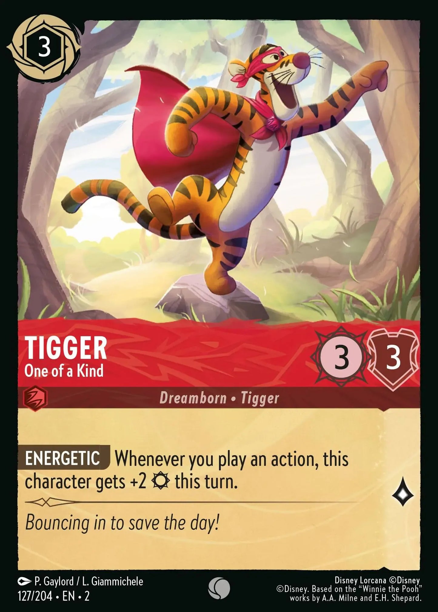 (127) Lorcana Rise of the Floodborn Single: Tigger - One of a Kind Holo Common