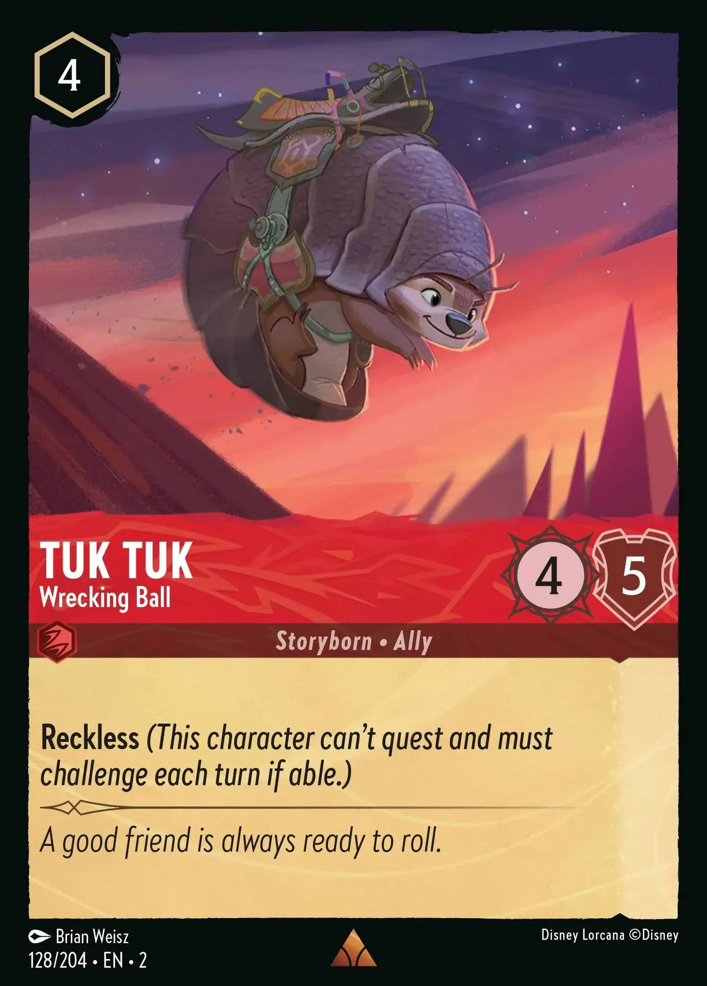 (128) Lorcana Rise of the Floodborn Single: Tuk Tuk - Wrecking Ball Rare