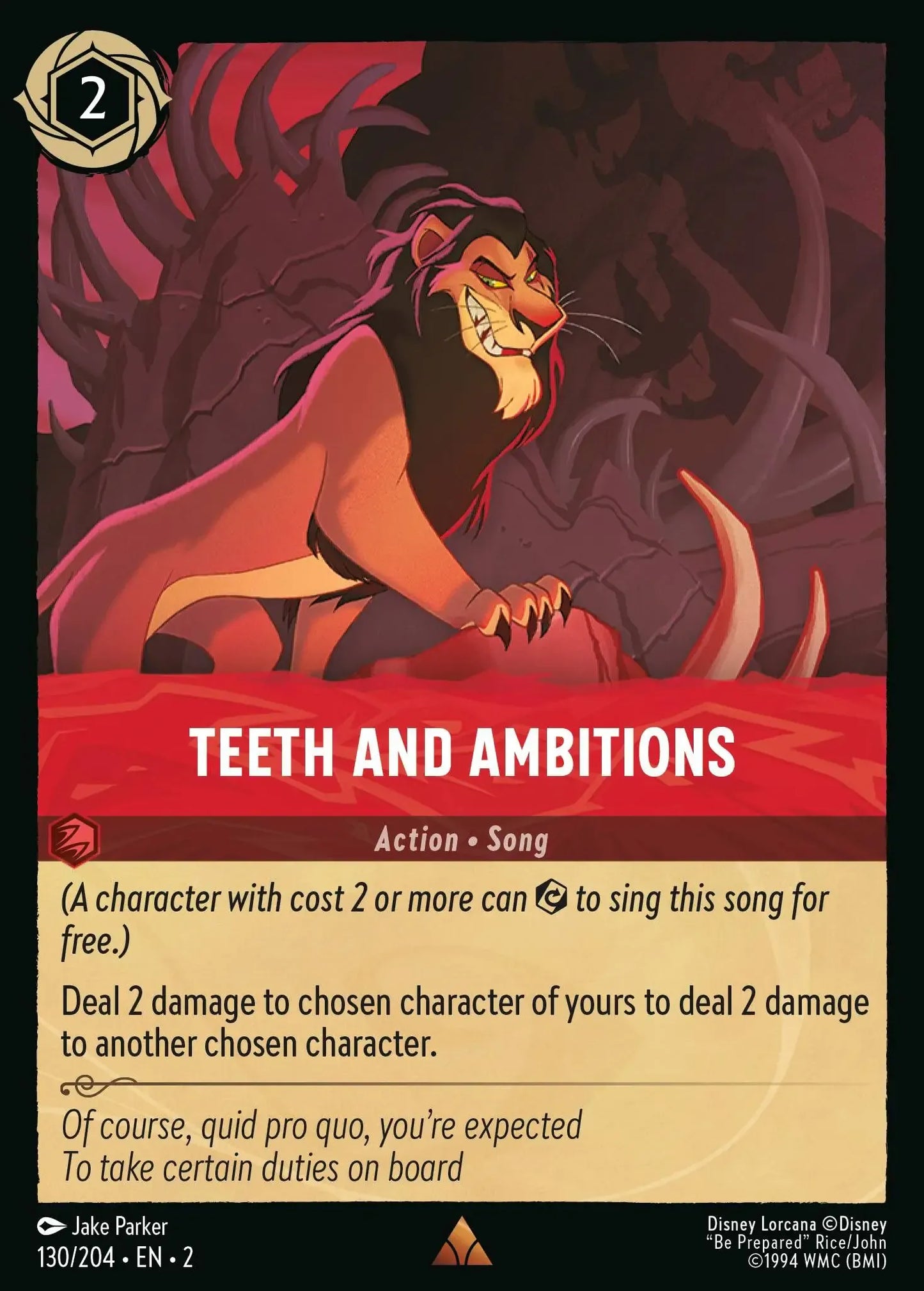 (130) Lorcana Rise of the Floodborn Single: Teeth and Ambitions Rare