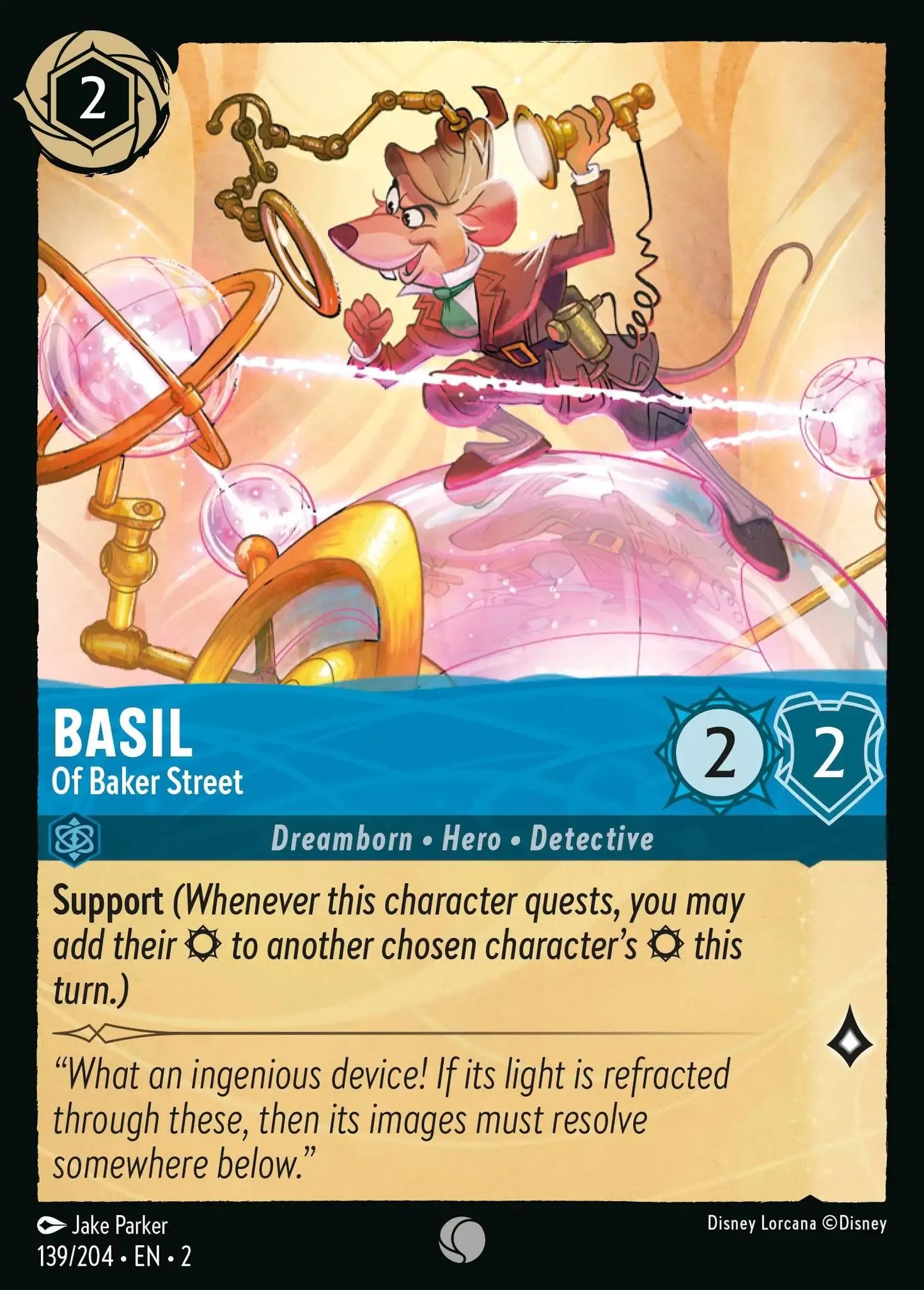 (139) Lorcana Rise of the Floodborn Single: Basil - Of Baker Street Holo Common